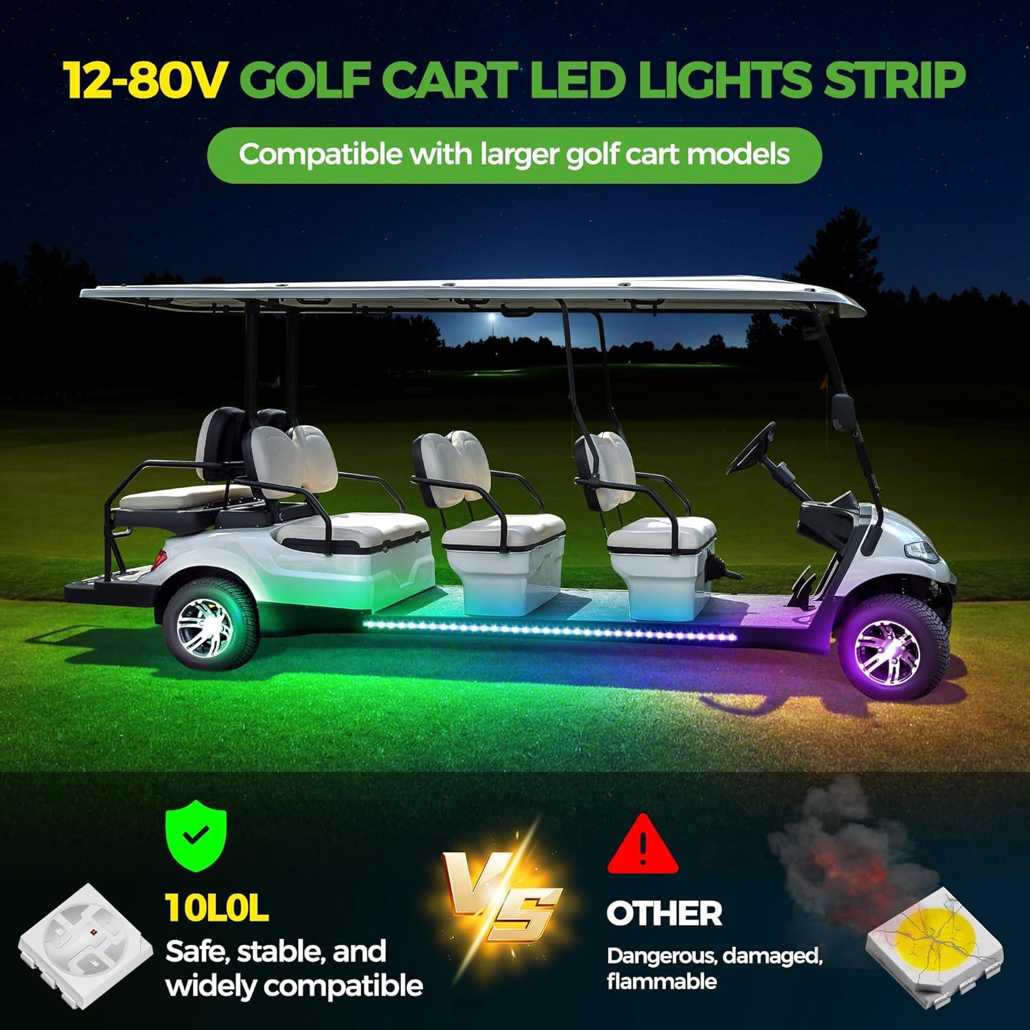 Kit de luces LED bajo carrocería 10L0L 4PCS RGB para carrito de golf