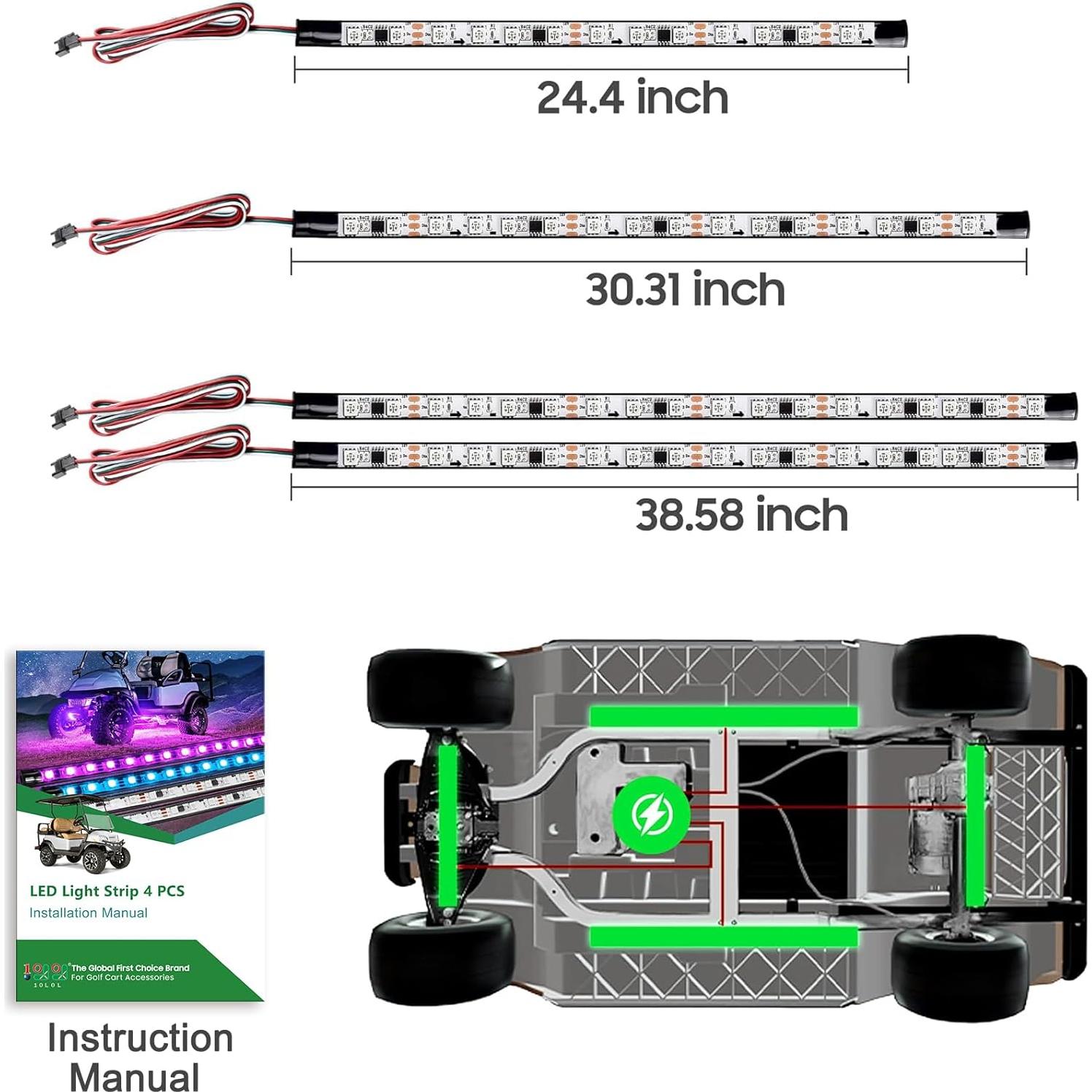 Kit de luces LED bajo carrocería 10L0L 4PCS RGB para carrito de golf