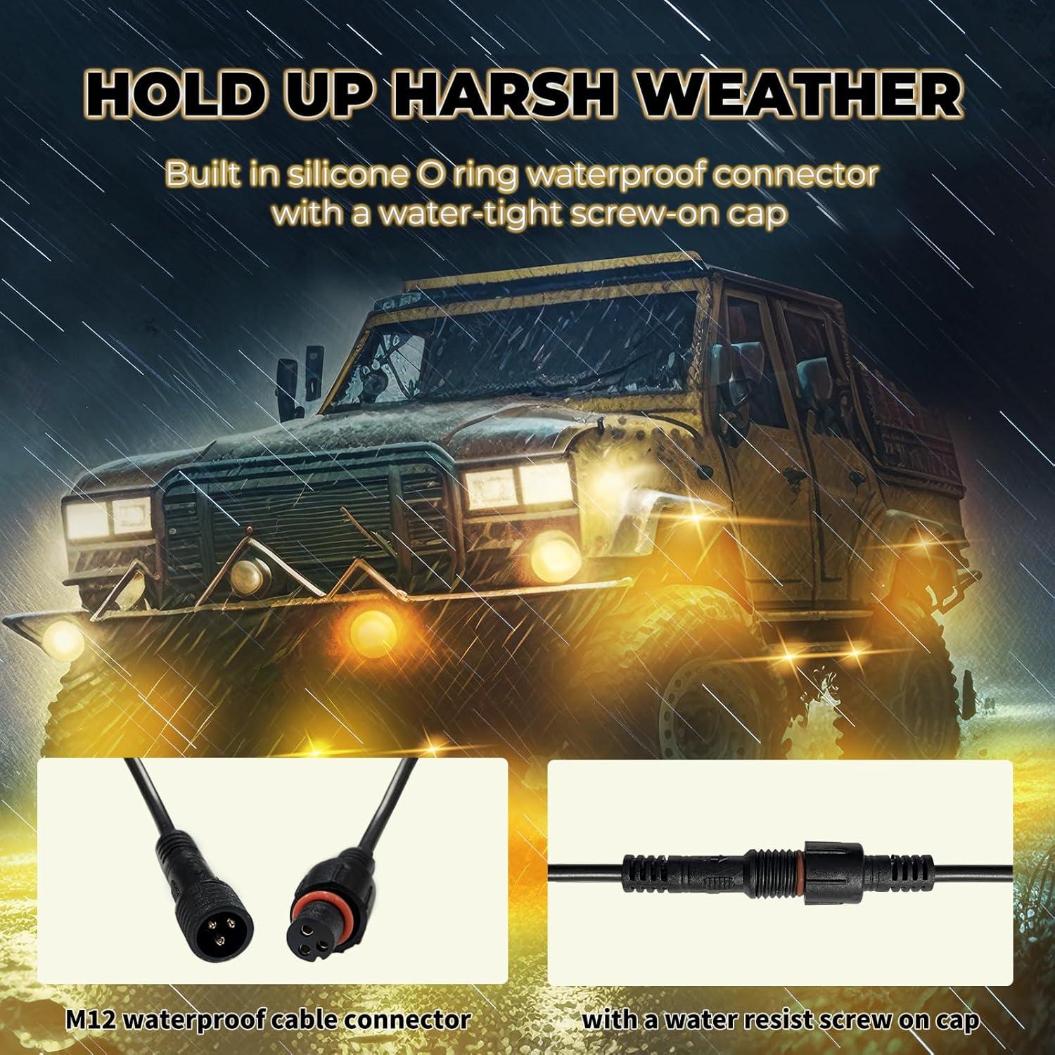 Luces de Rock RGB Auto Buero 8 Pods Impermeables Control Remoto