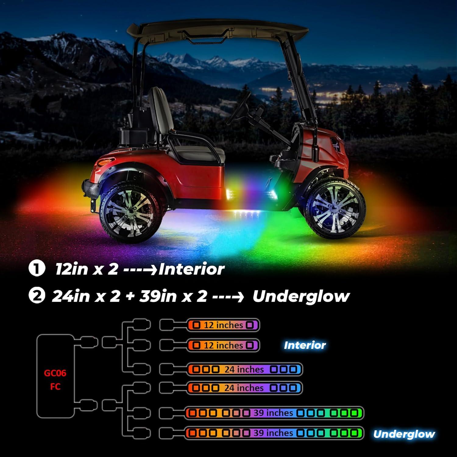 Kit de Luces LED DITRIO para Carro de Golf 6 Pcs RGB Impermeable