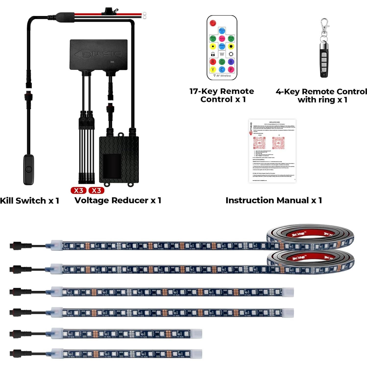 Kit de Luces LED DITRIO para Carro de Golf 6 Pcs RGB Impermeable