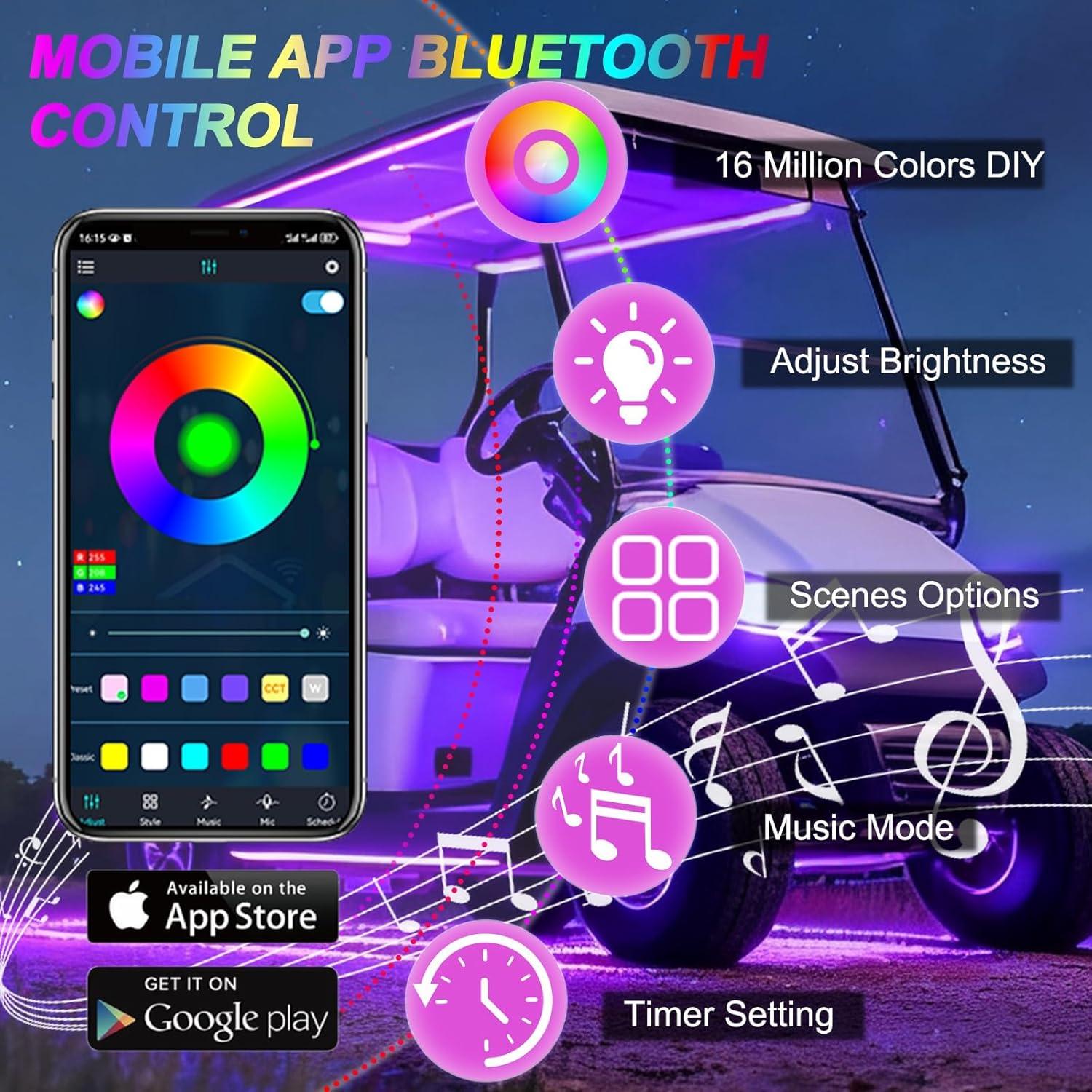 Tira de luz LED iLSKW para carrito de golf 6 pcs 12V-80V