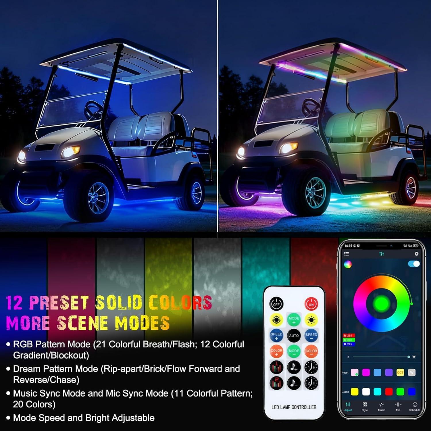 Tira de luz LED iLSKW para carrito de golf 6 pcs 12V-80V