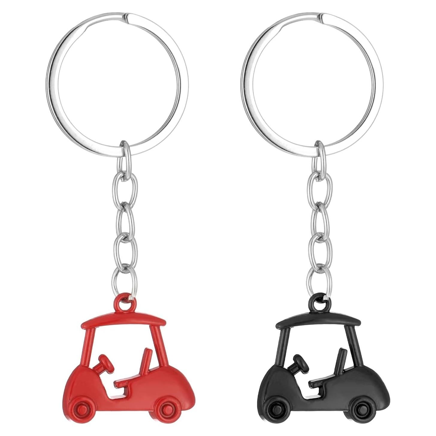Llavero de Carro de Golf Metal Skrfren Rojo Negro 2 Piezas
