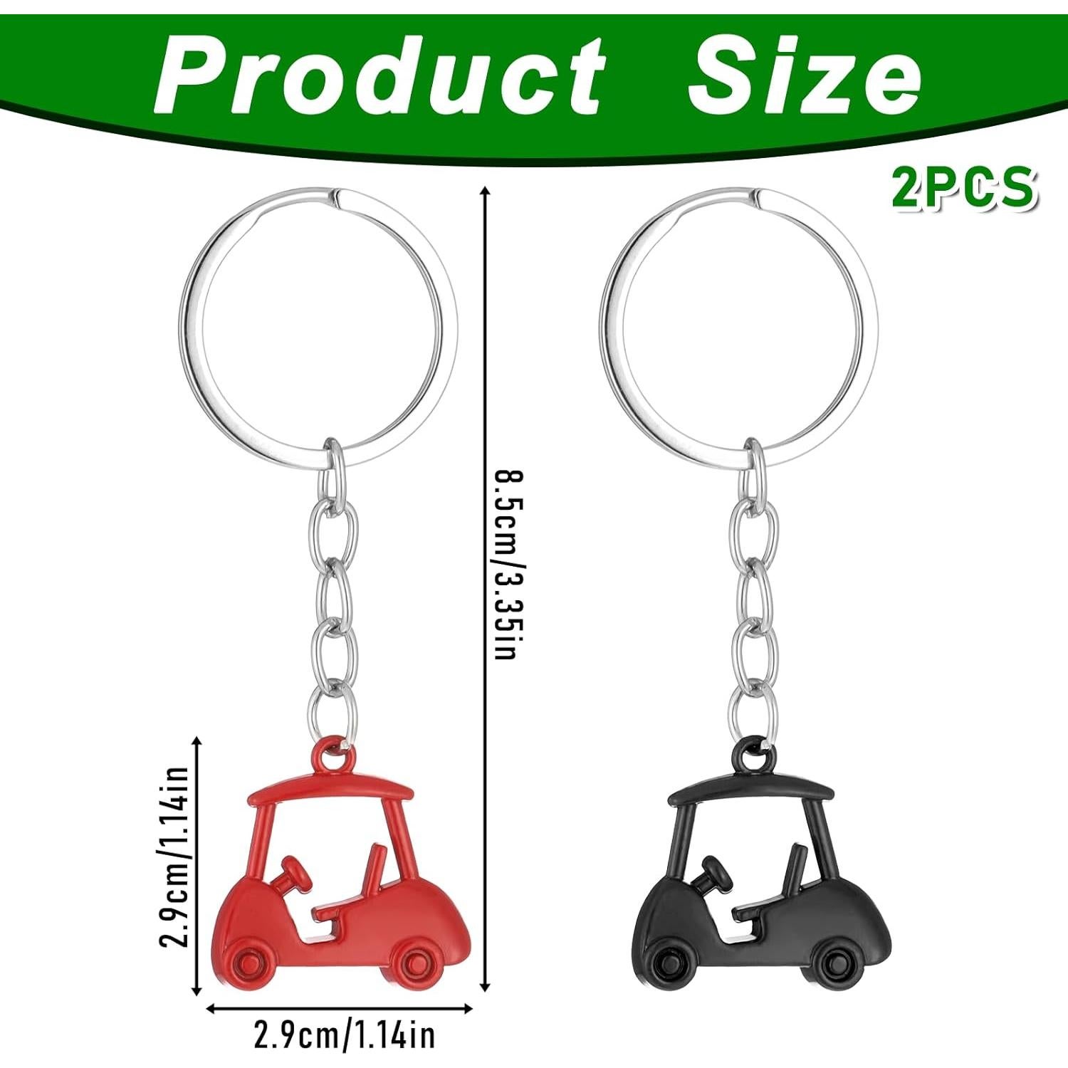 Llavero de Carro de Golf Metal Skrfren Rojo Negro 2 Piezas