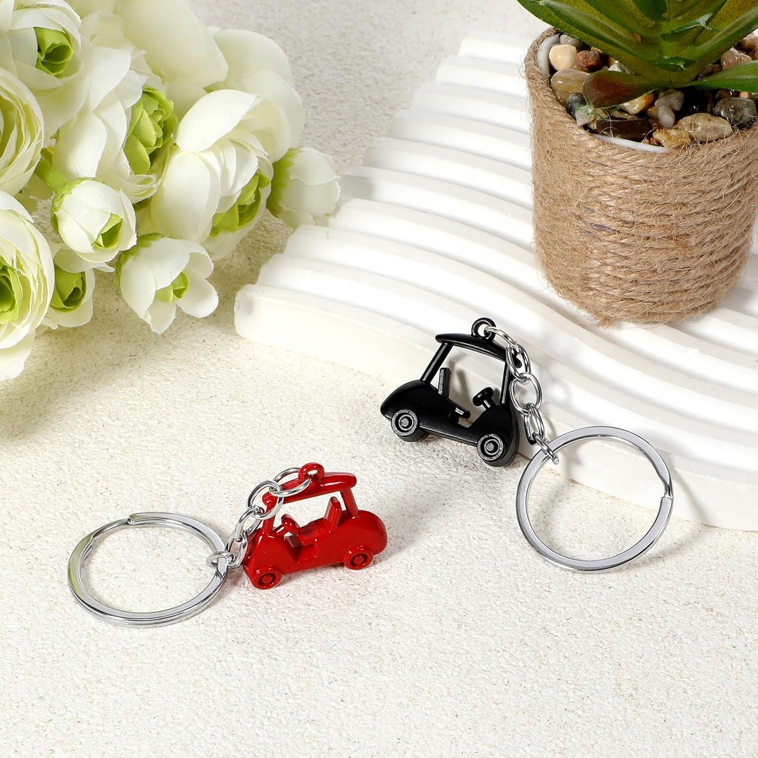 Llavero de Carro de Golf Metal Skrfren Rojo Negro 2 Piezas