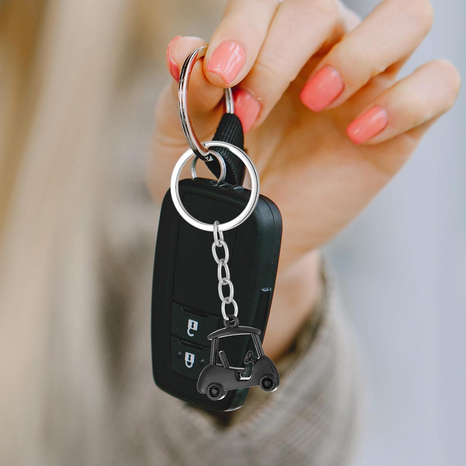 Llavero de Carro de Golf Metal Skrfren Rojo Negro 2 Piezas