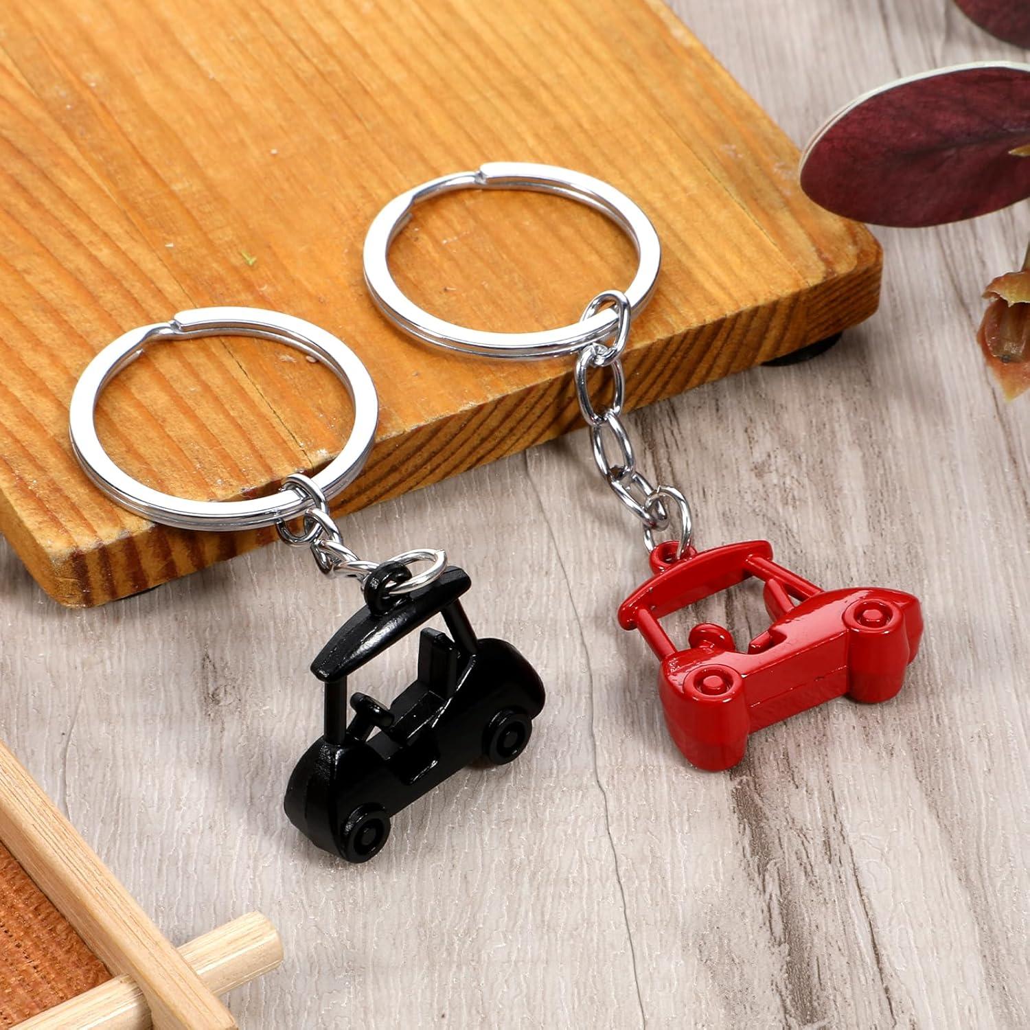 Llavero de Carro de Golf Metal Skrfren Rojo Negro 2 Piezas