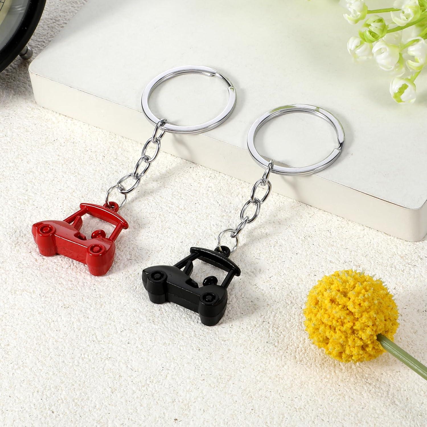 Llavero de Carro de Golf Metal Skrfren Rojo Negro 2 Piezas