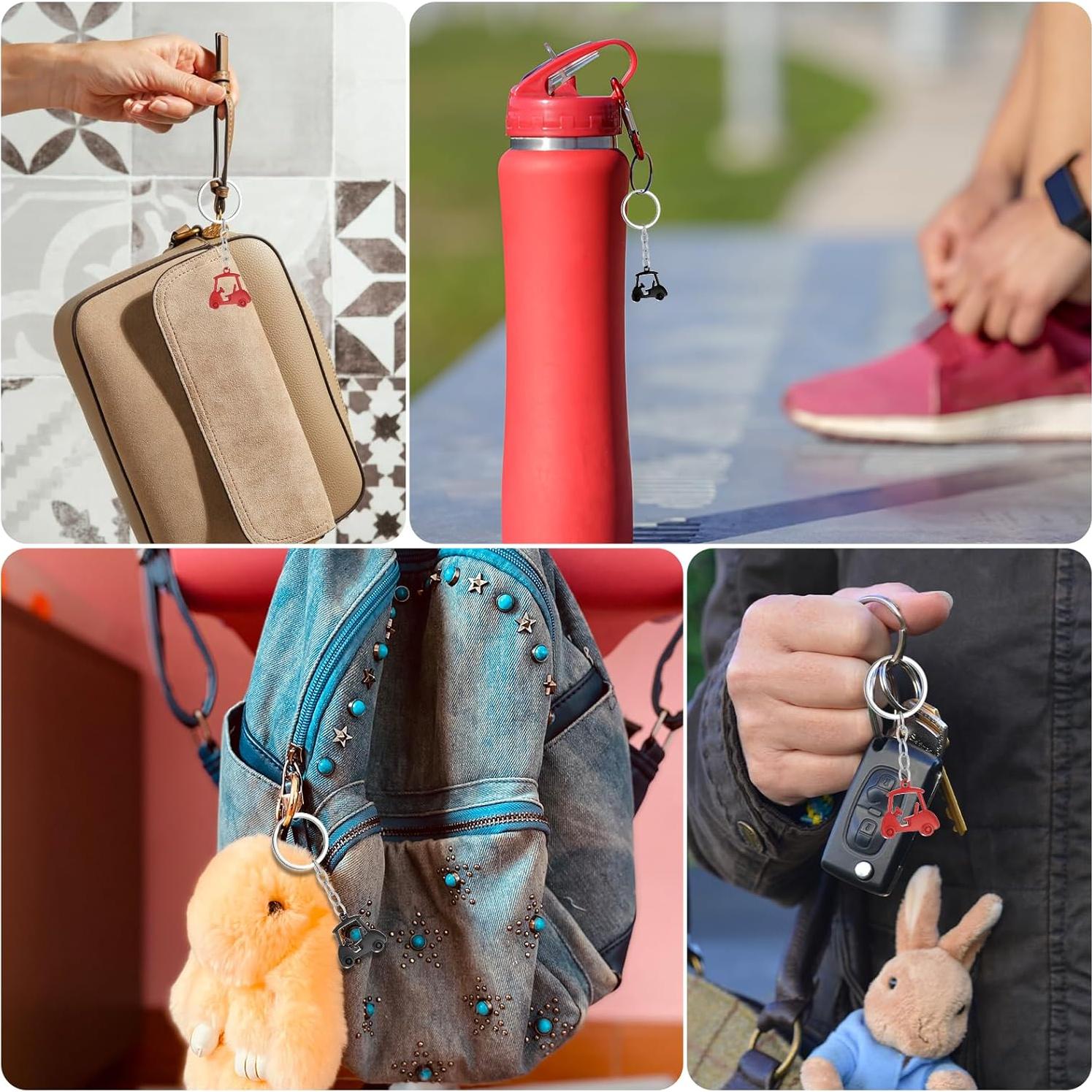 Llavero de Carro de Golf Metal Skrfren Rojo Negro 2 Piezas