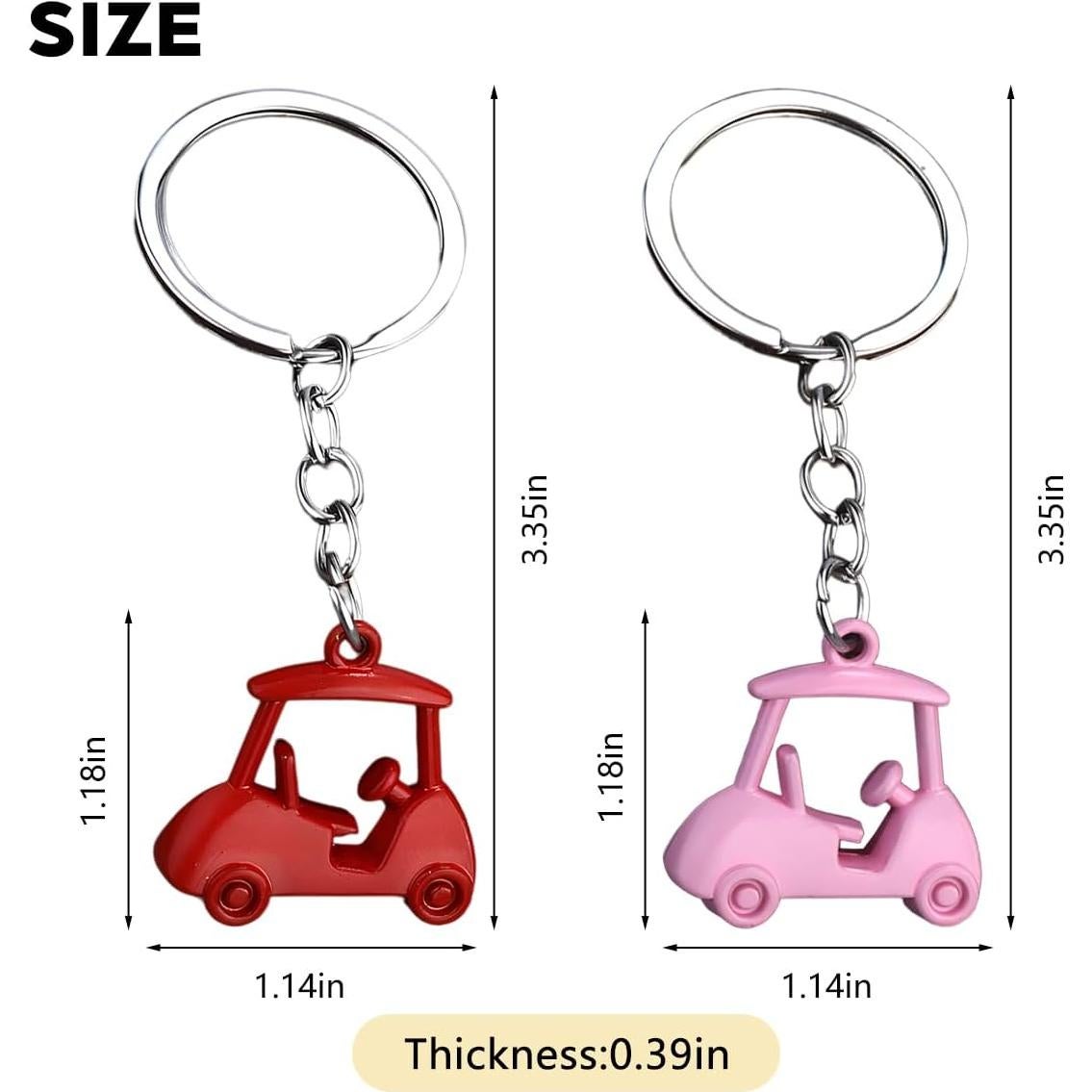 Llavero de Carro de Golf FALVFUN 2 Piezas Aleación Zinc Rojo