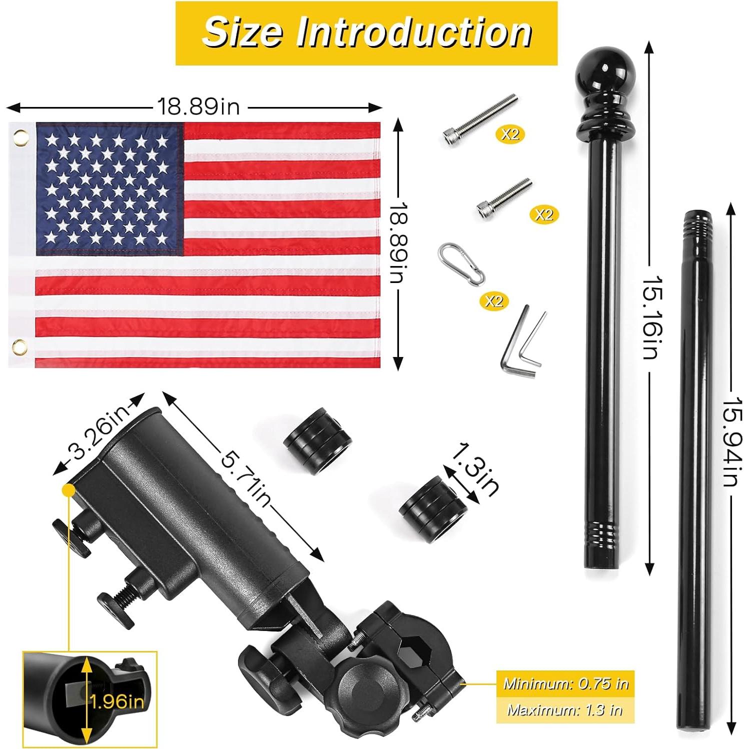 Soporte de Bandera para Carro de Golf SANXIACAR con Bandera Americana