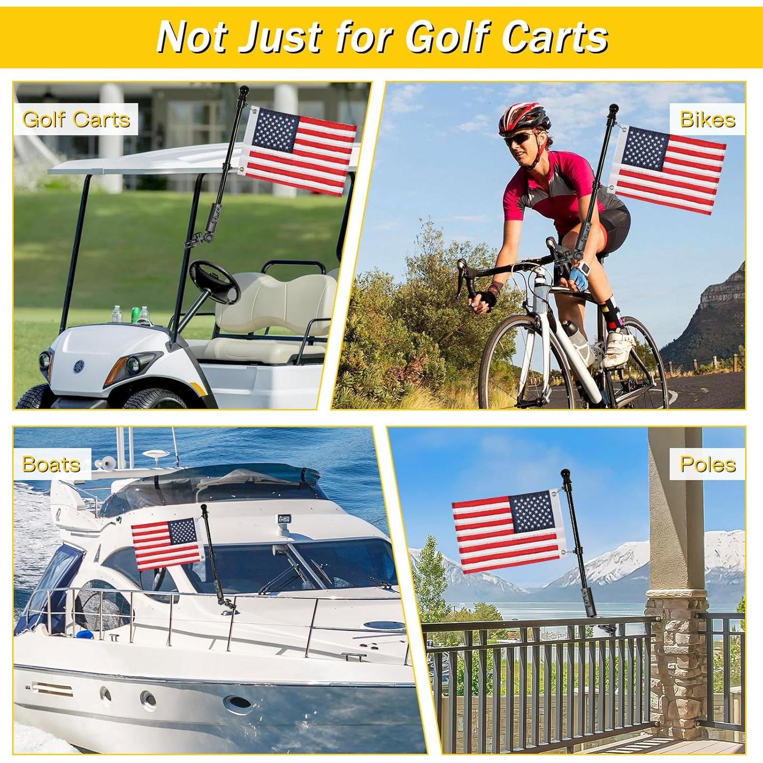 Soporte de Bandera para Carro de Golf SANXIACAR con Bandera Americana