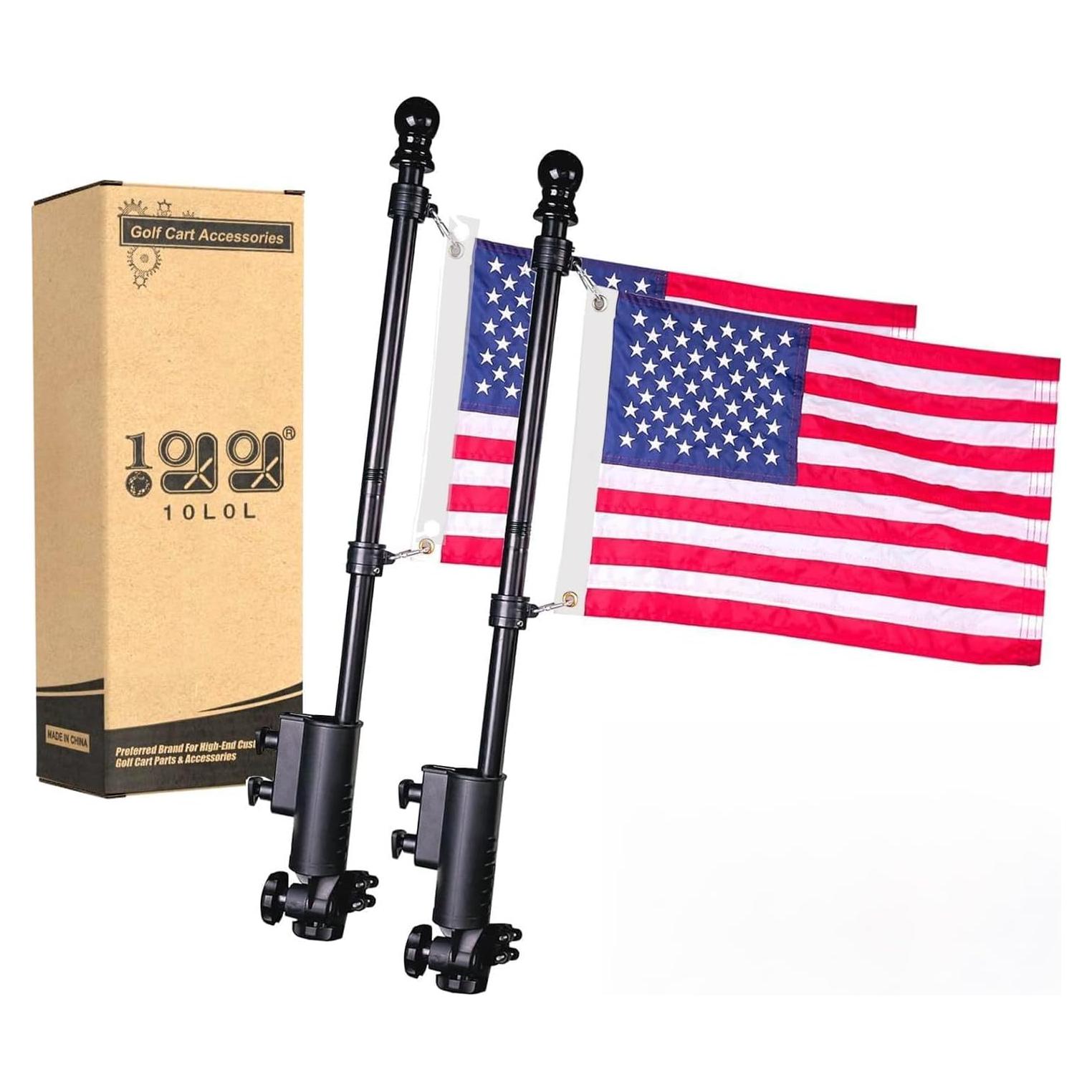 Soporte de Bandera para Carro de Golf 10L0L - Paquete de 2 con Banderas