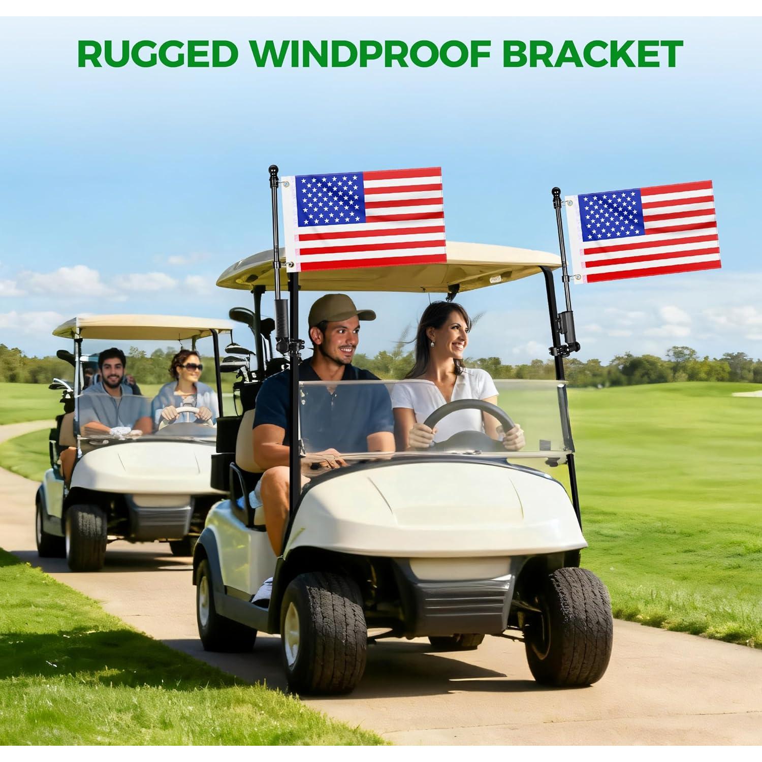 Soporte de Bandera para Carro de Golf 10L0L - Paquete de 2 con Banderas