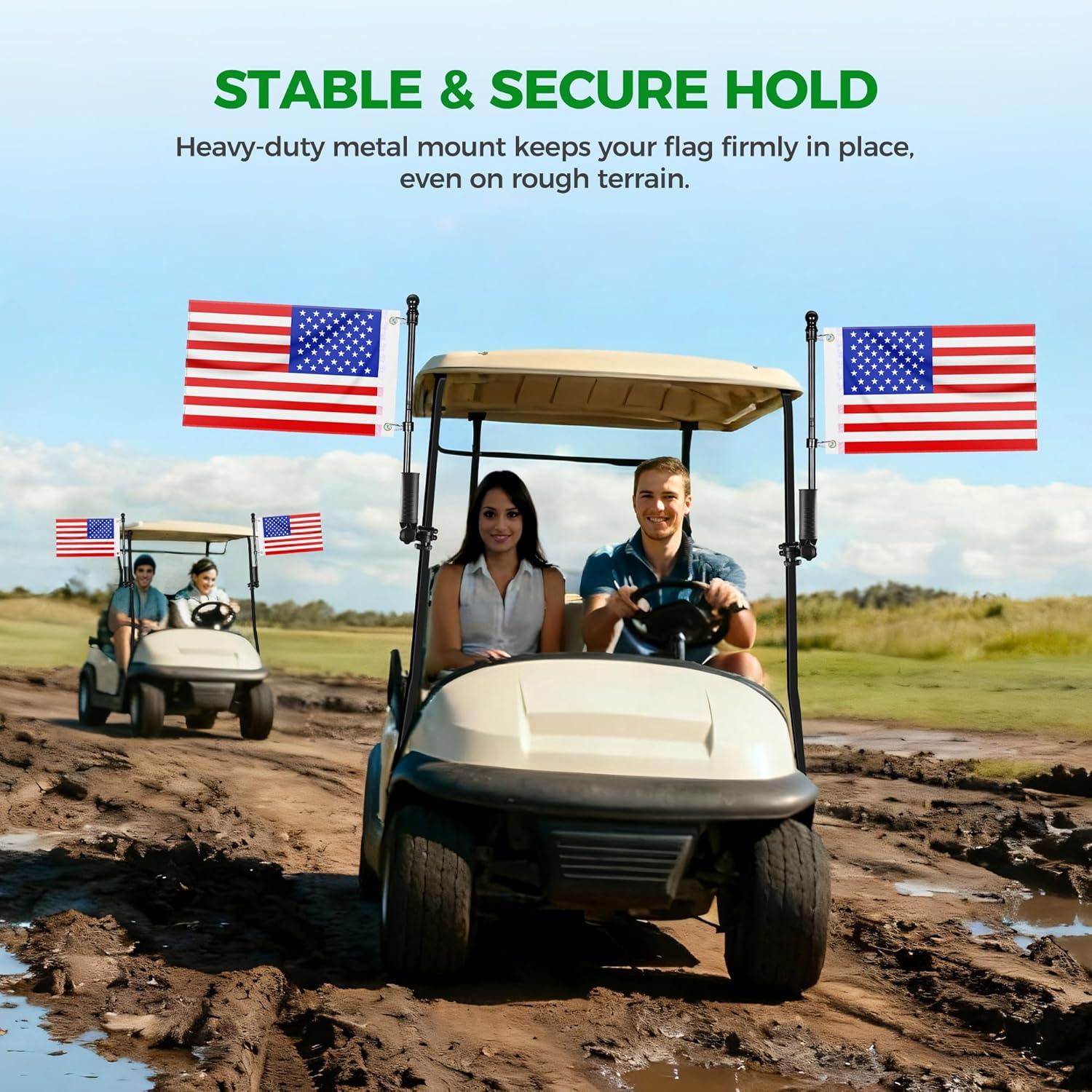 Soporte de Bandera para Carro de Golf 10L0L - Paquete de 2 con Banderas