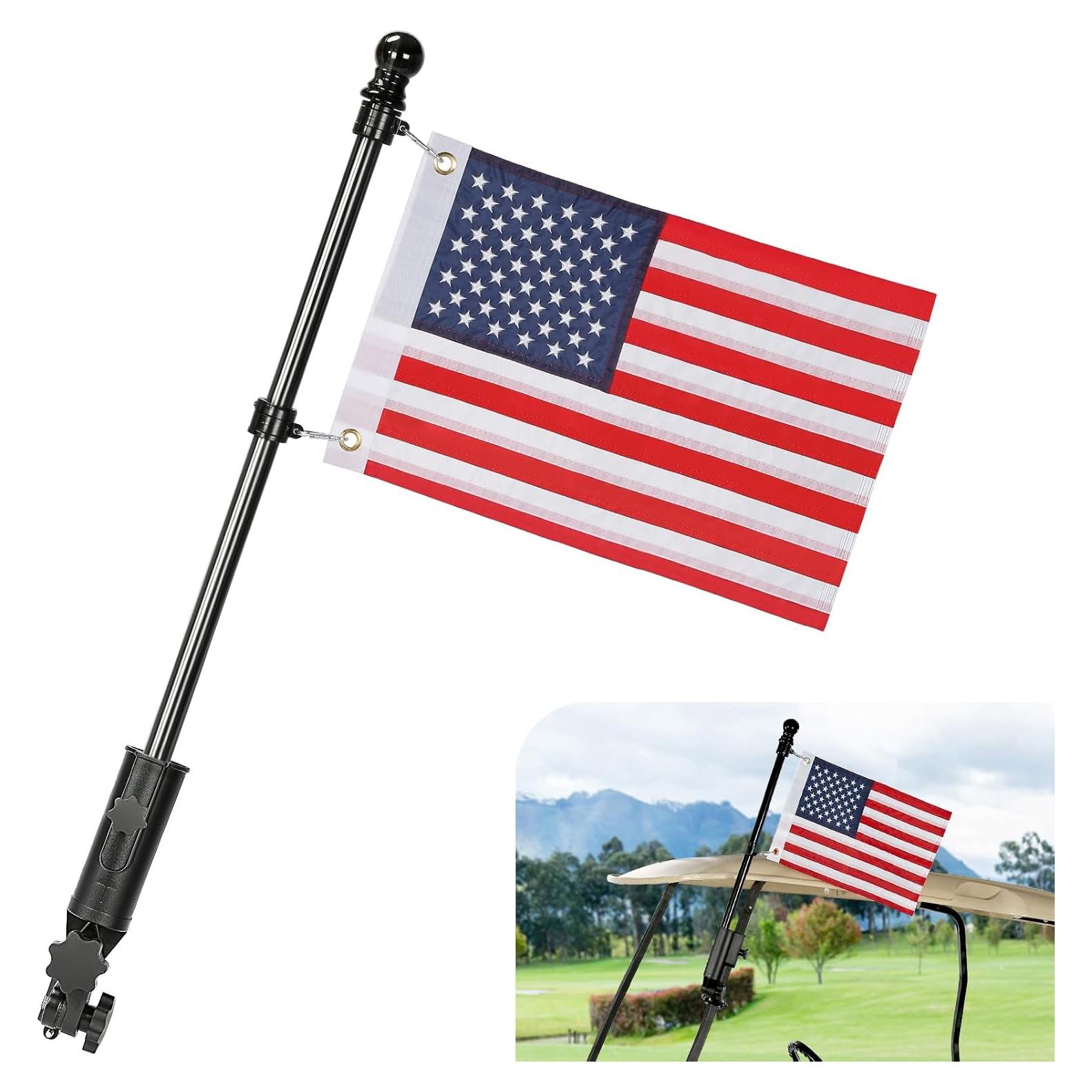 Soporte para Bandera de Carrito de Golf CHENGWEI con Bandera USA