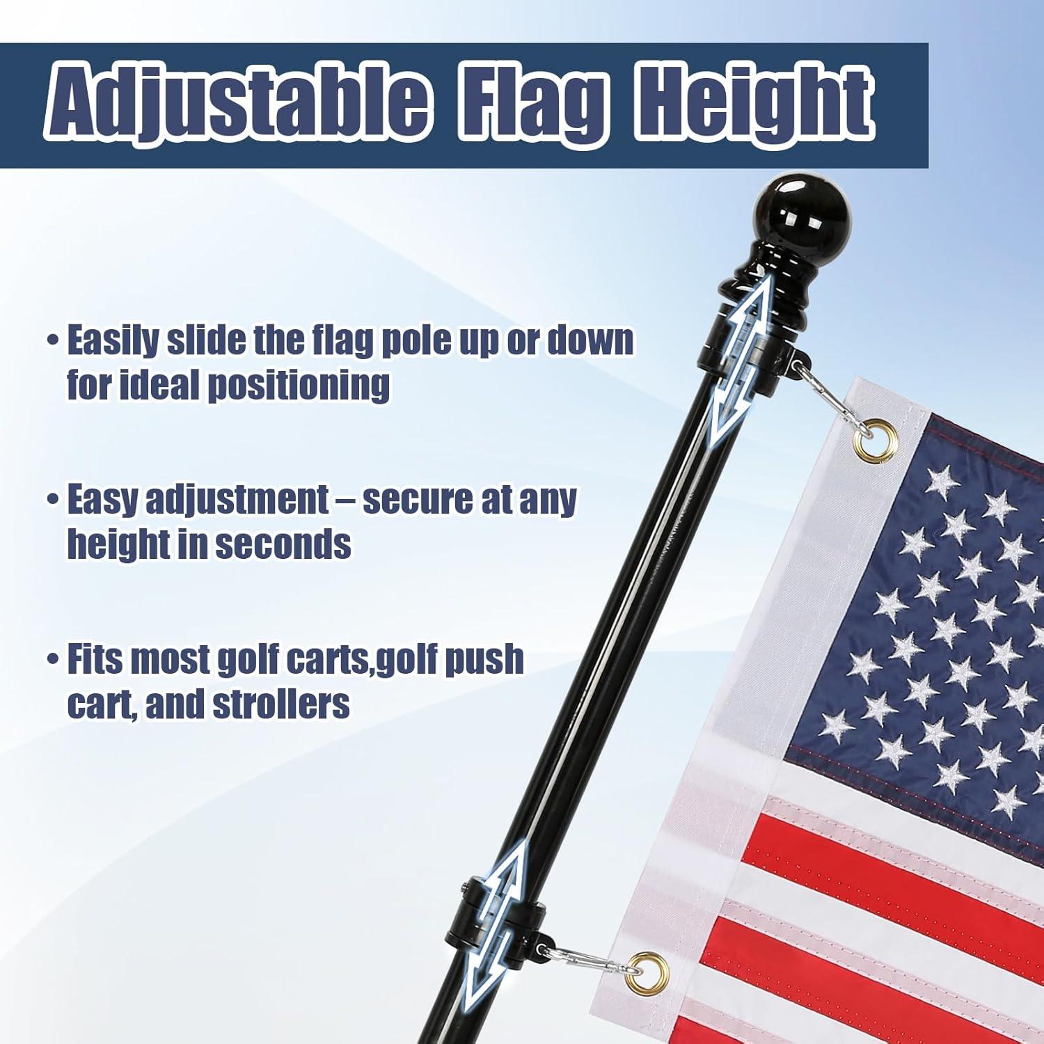 Soporte para Bandera de Carrito de Golf CHENGWEI con Bandera USA