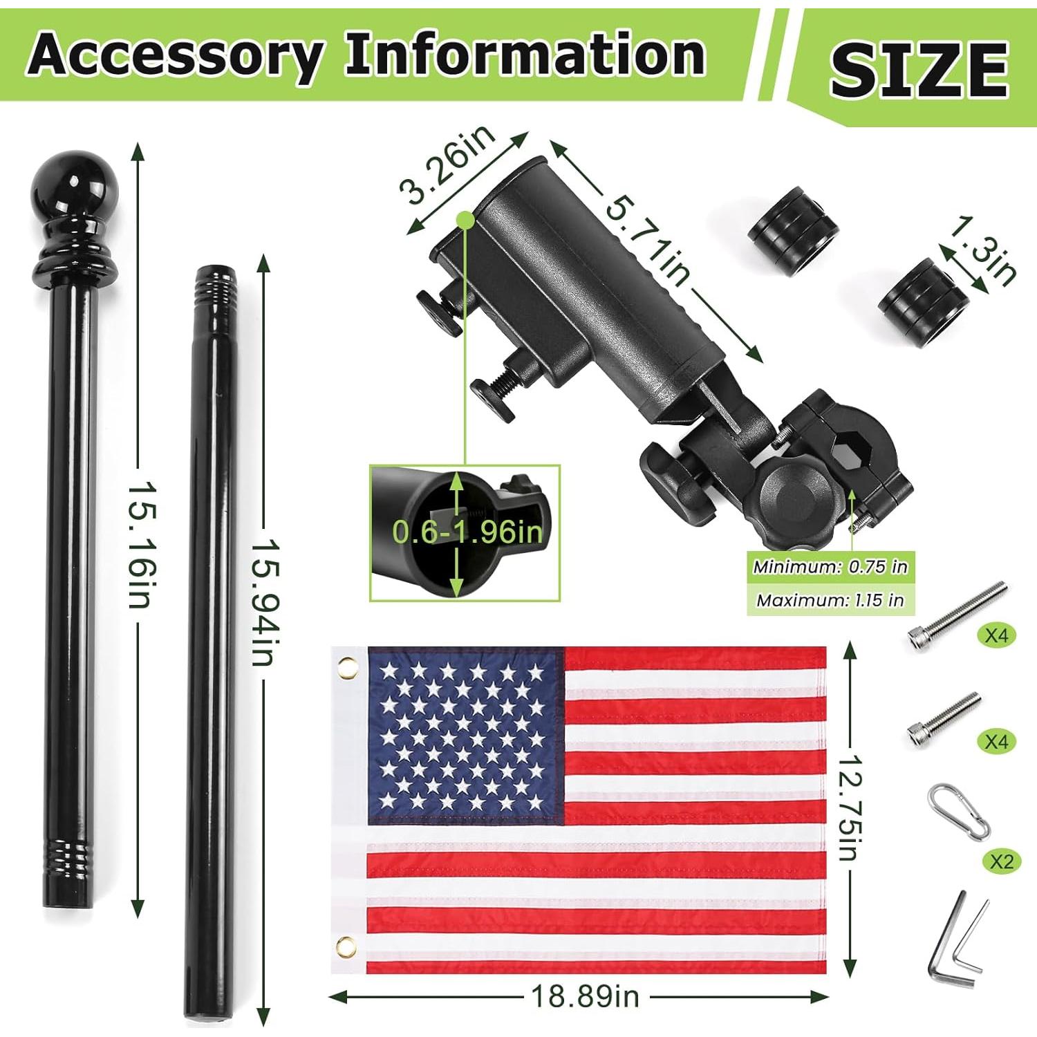 Soporte de Bandera para Carro de Golf WEIMELL con Bandera 30x45 cm