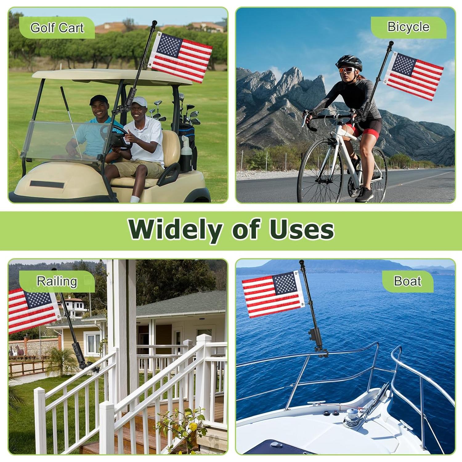 Soporte de Bandera para Carro de Golf WEIMELL con Bandera 30x45 cm