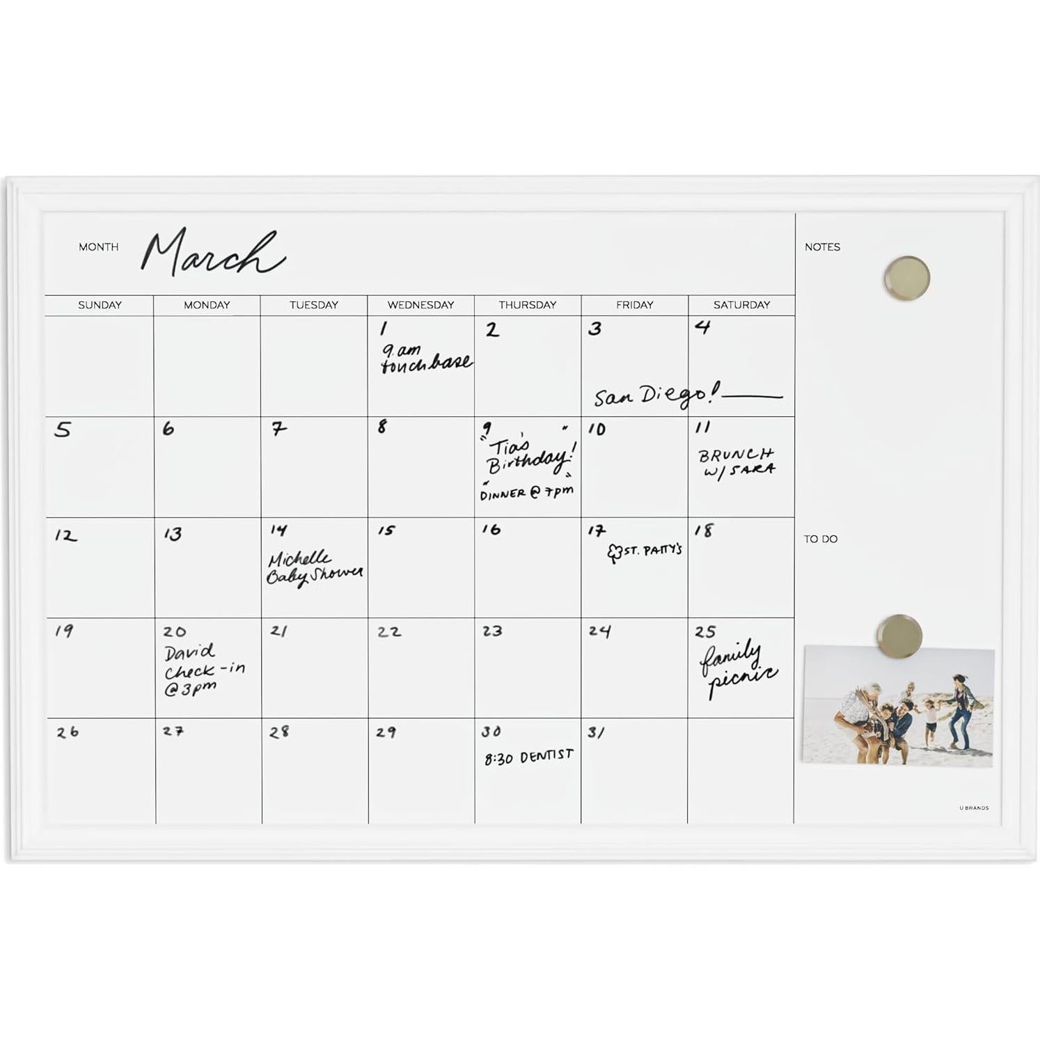 Calendario Magnético U Brands 76.2x50.8 cm Pizarra Blanca