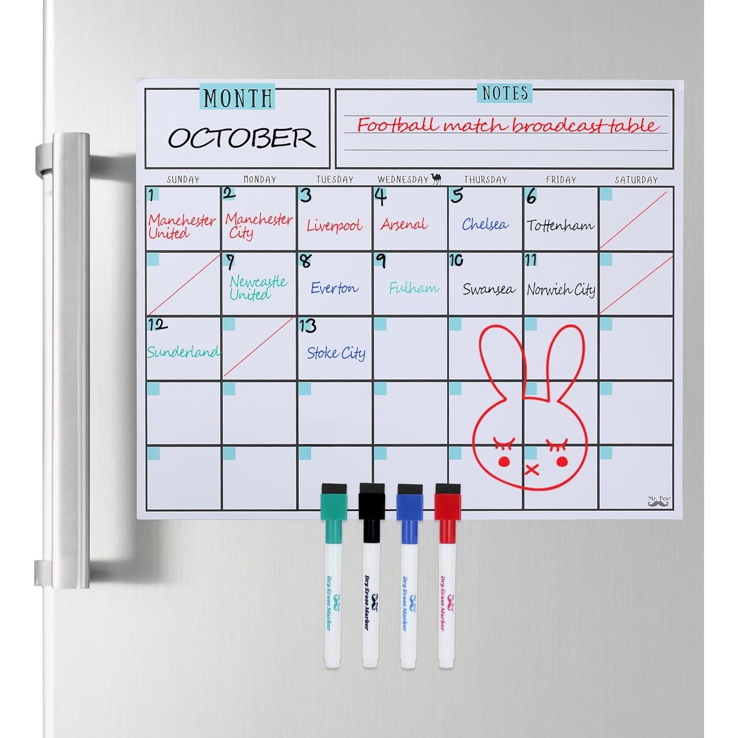 Calendario Magnético de Borrado en Seco Mr. Pen 37.4x30 cm