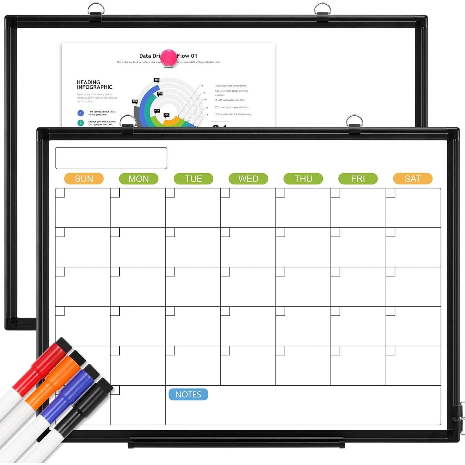 Calendario de Borrado en Seco AMUSIGHT 61x46 cm Doble Cara