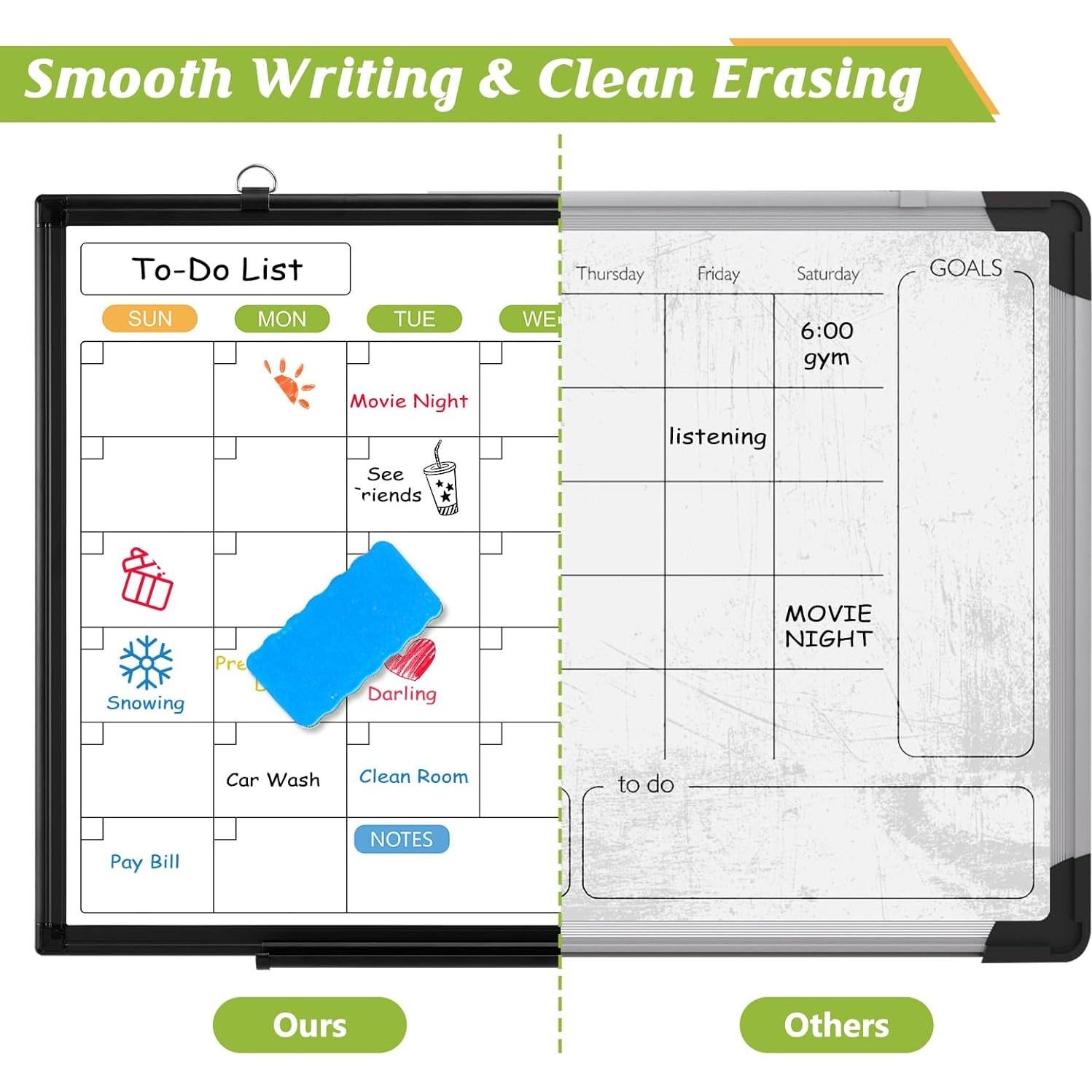 Calendario de Borrado en Seco AMUSIGHT 61x46 cm Doble Cara