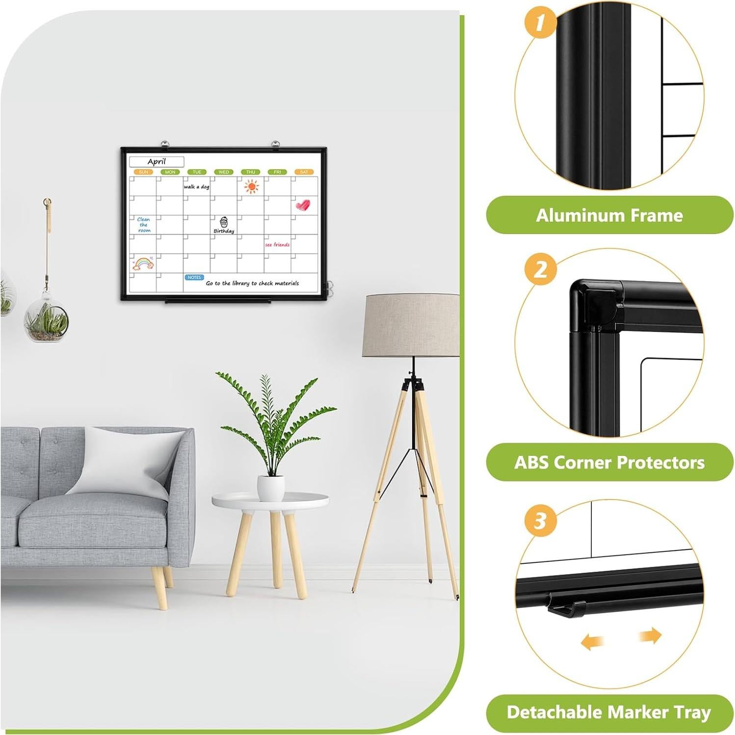 Calendario de Borrado en Seco AMUSIGHT 61x46 cm Doble Cara