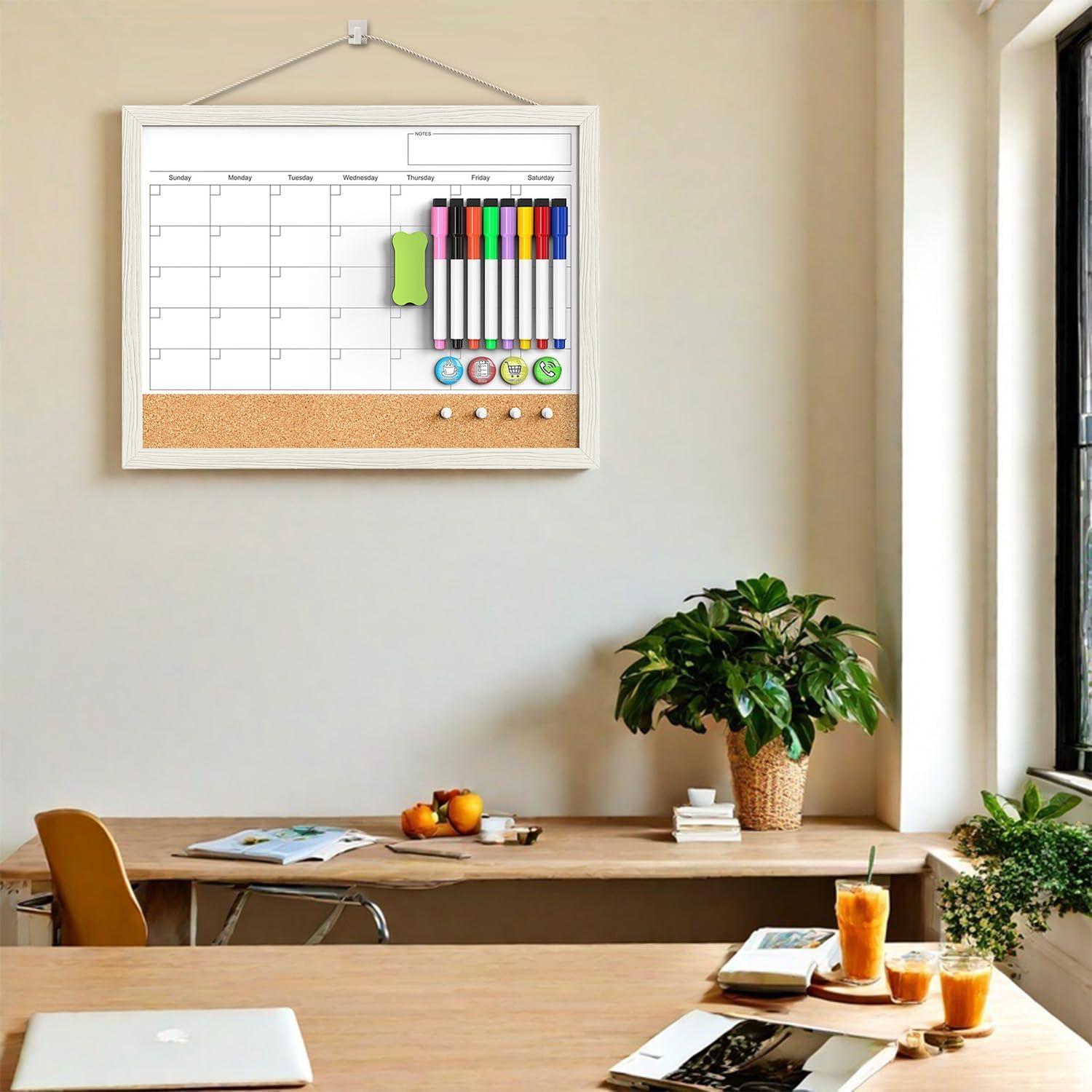Calendario de Pizarra Blanca 43x33 cm Tankee con Corcho