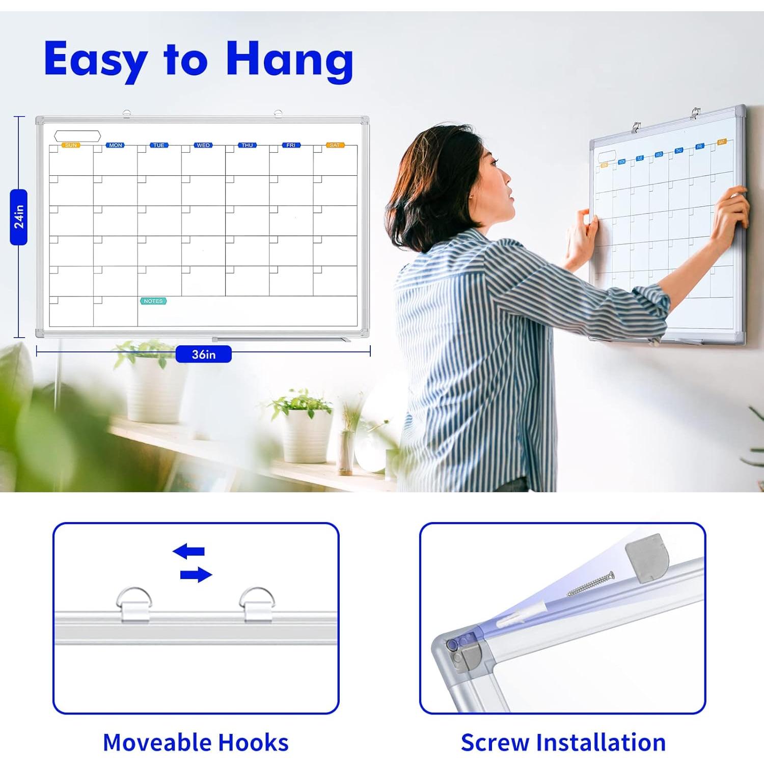 Calendario de Borrado en Seco 91x61 cm TRIPOLLO con Marco Plateado