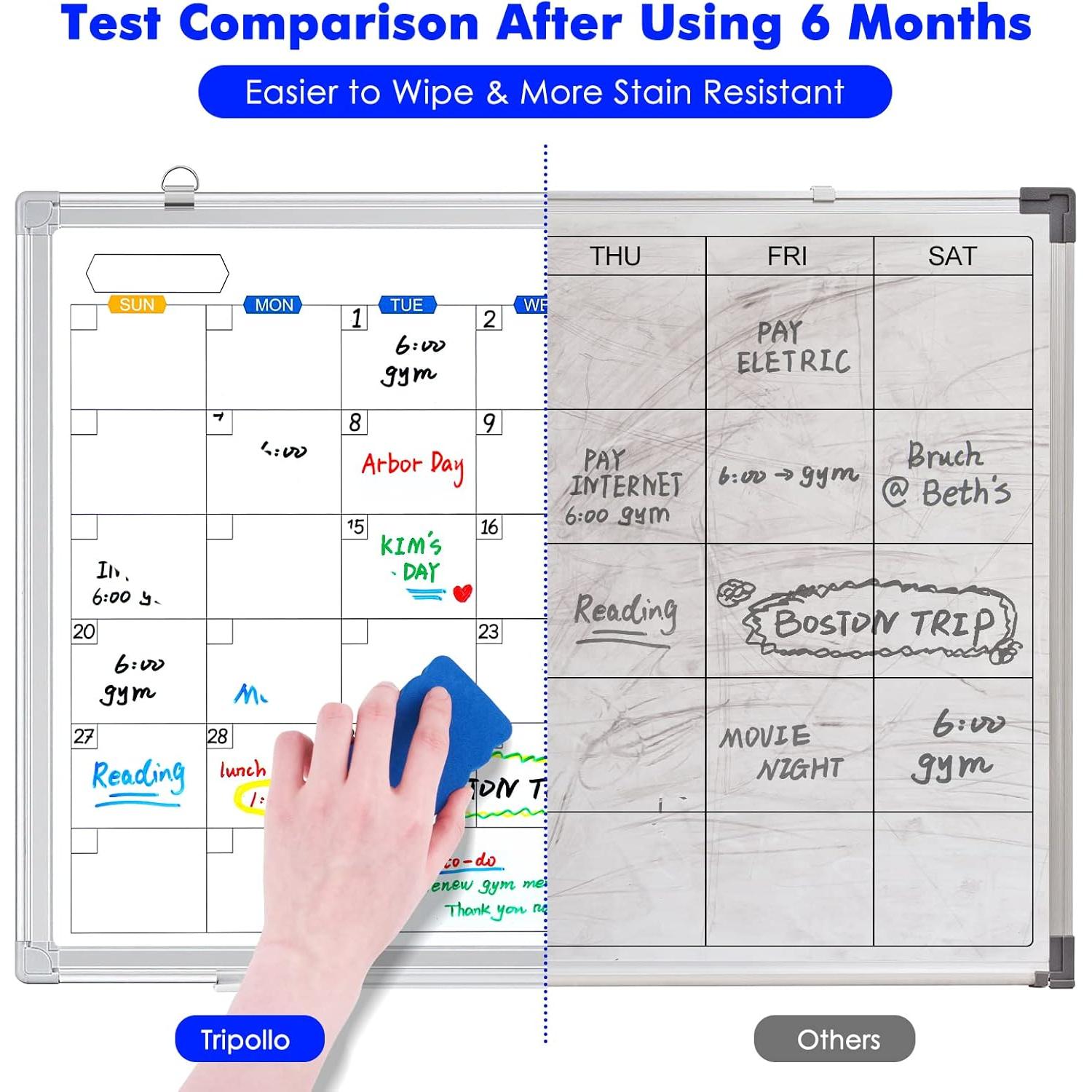Calendario de Borrado en Seco 91x61 cm TRIPOLLO con Marco Plateado