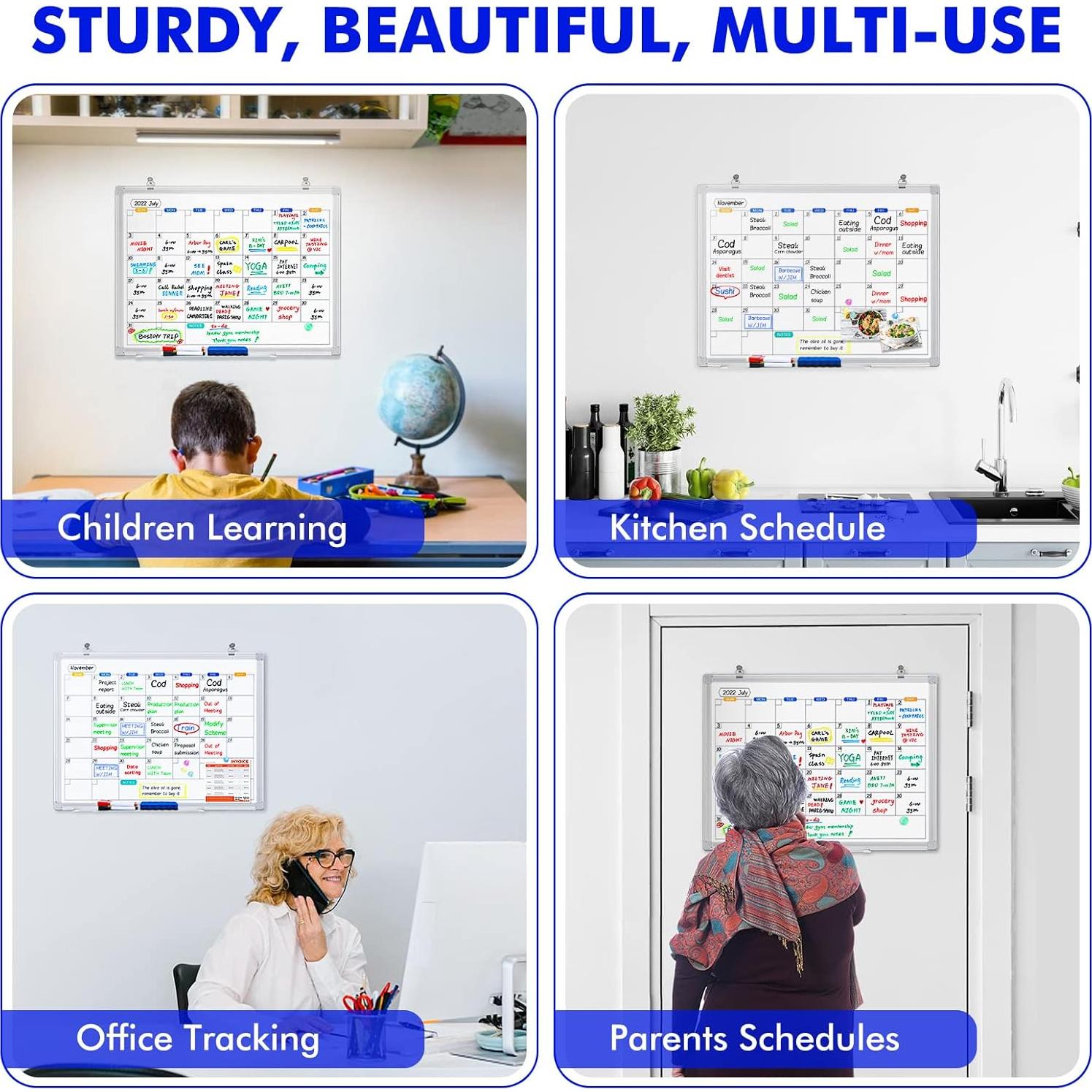 Calendario de Borrado en Seco 91x61 cm TRIPOLLO con Marco Plateado