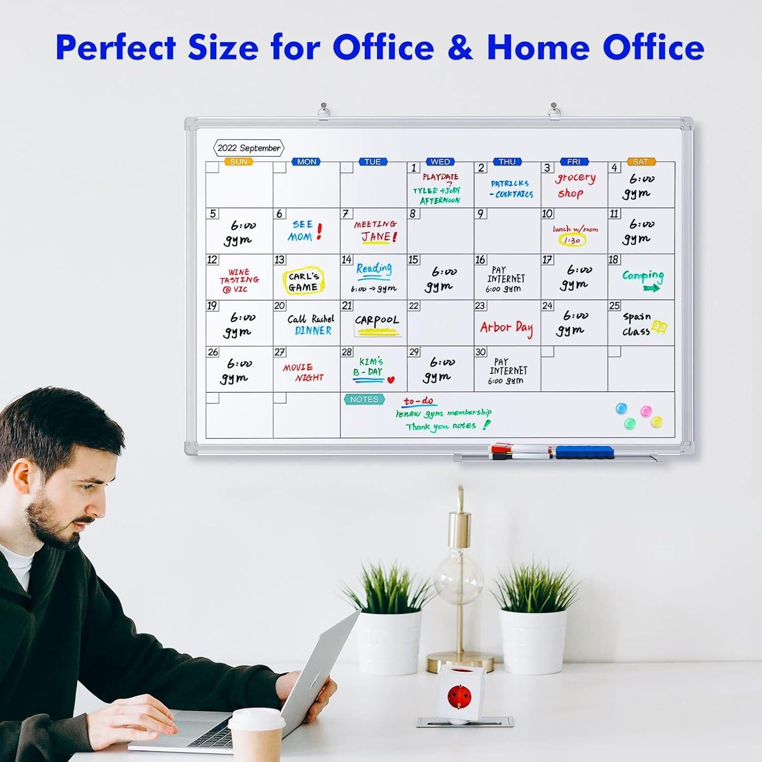 Calendario de Borrado en Seco 91x61 cm TRIPOLLO con Marco Plateado