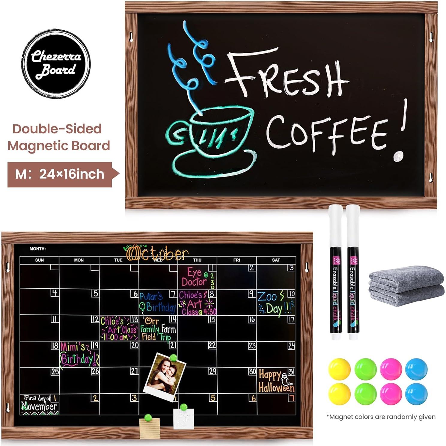 Pizarra Magnética Doble Cara Chezerra 61x41cm con Marcadores