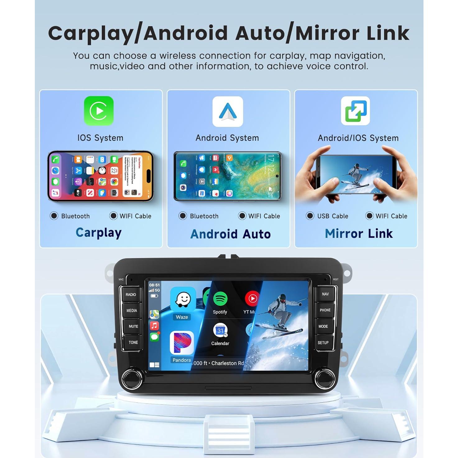 Estéreo de Coche Rimoody 7" Android 13 CarPlay Inalámbrico