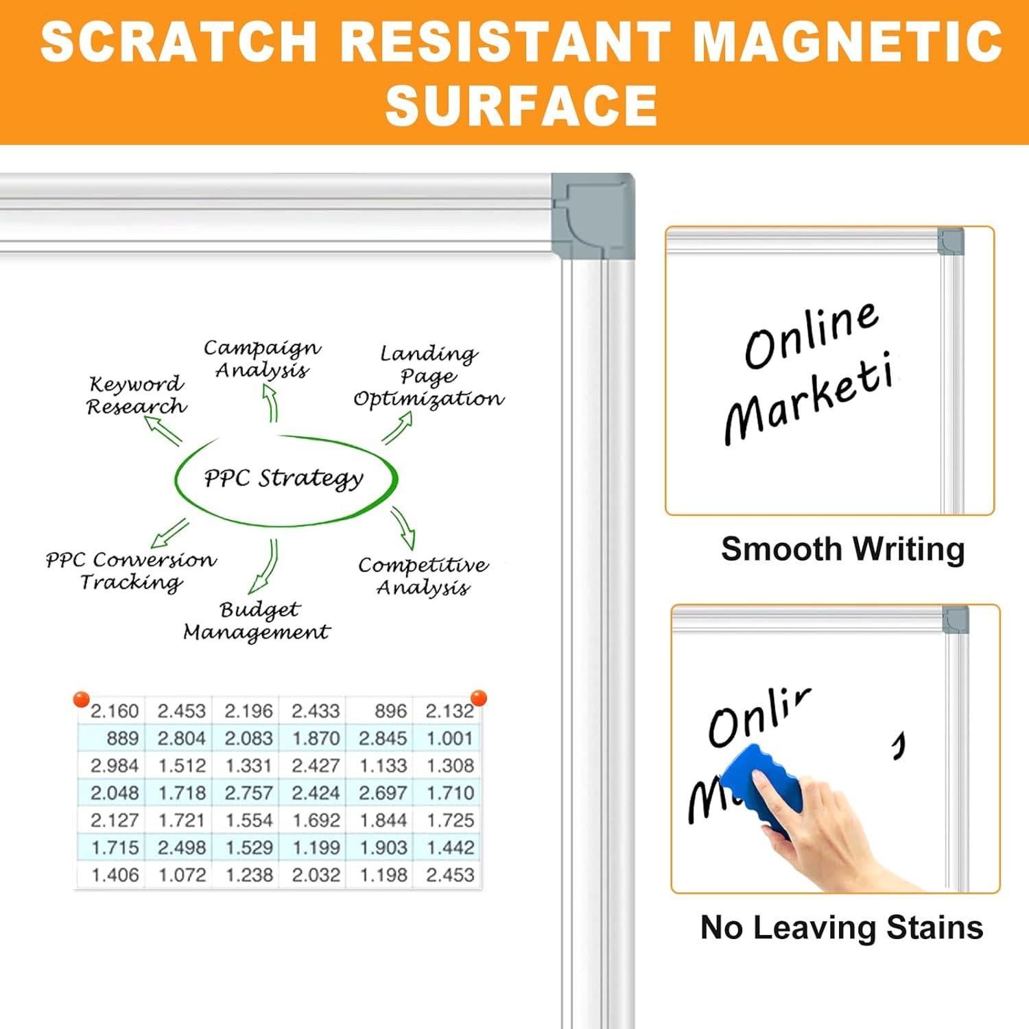 Pizarra Blanca Magnética H-Qprobd 182.88x101.6cm con Accesorios