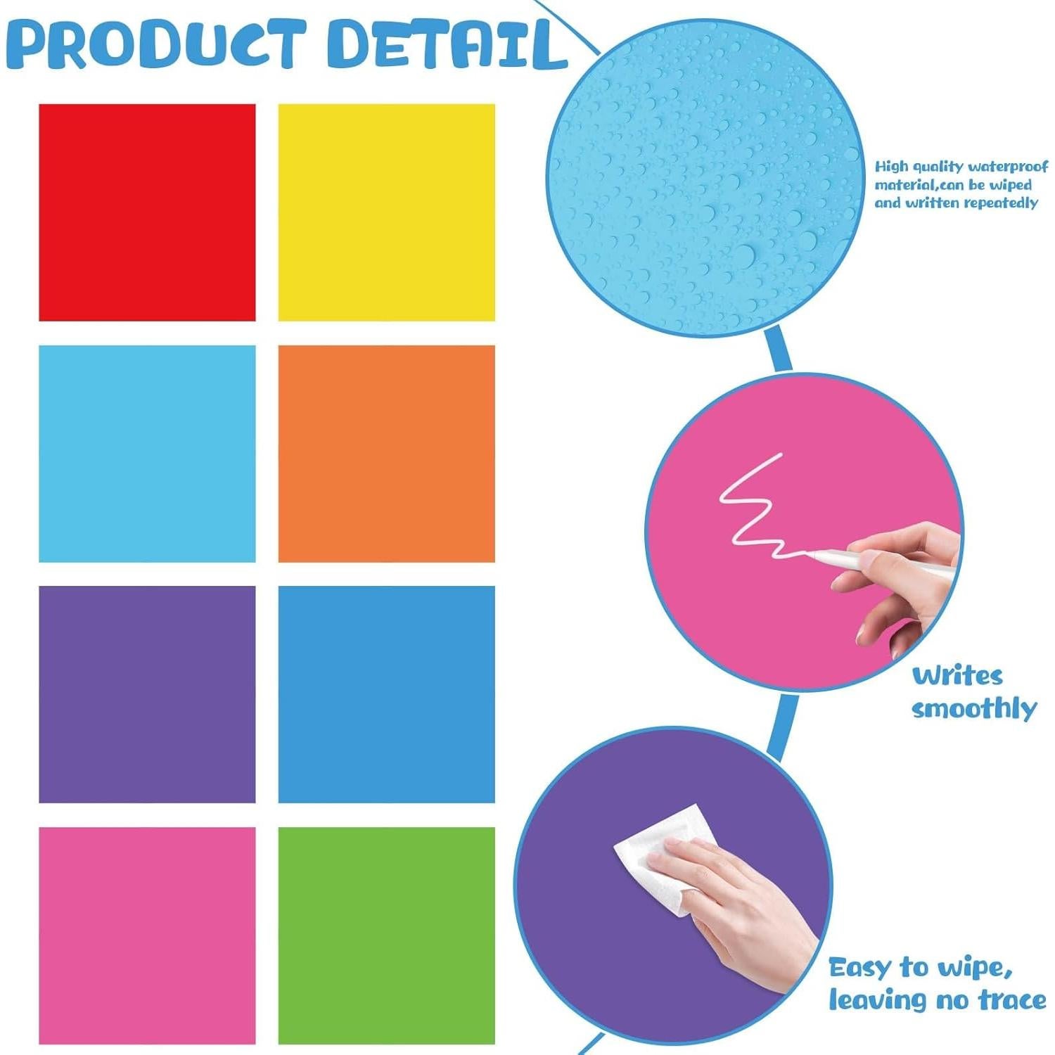 8 Tableros Magnéticos de Borrado en Seco Naozinebi 25 cm Coloridos