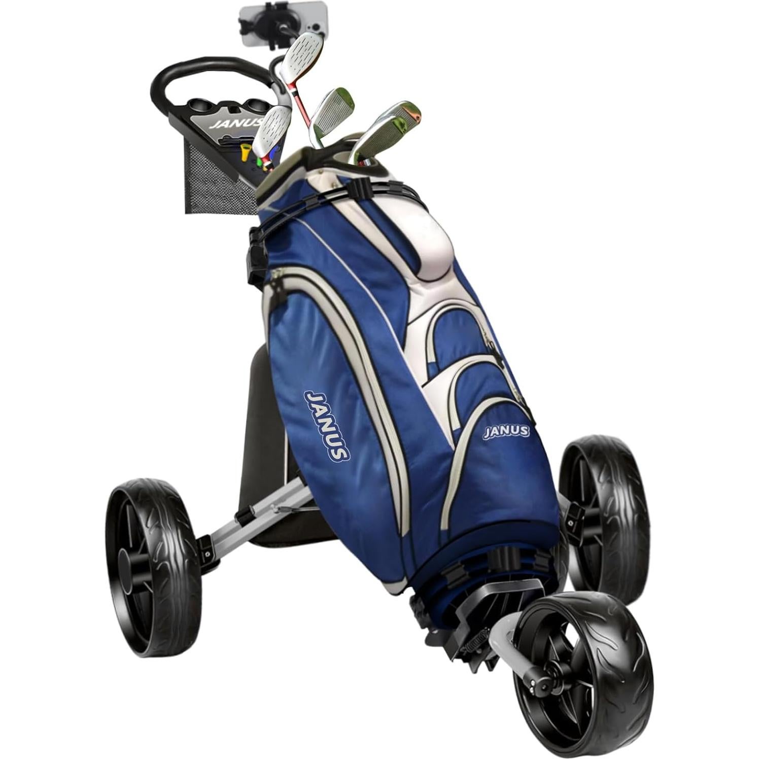 Carro de Golf JANUS 3 Ruedas Plegable con Soporte para Teléfono