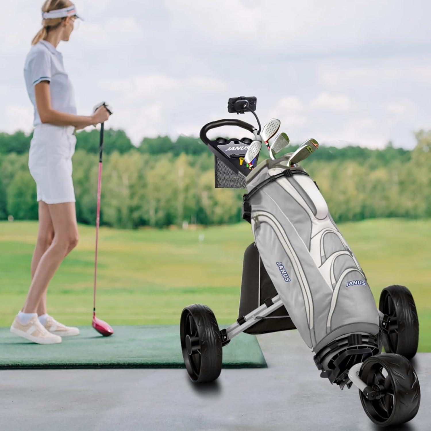 Carro de Golf JANUS 3 Ruedas Plegable con Soporte para Teléfono