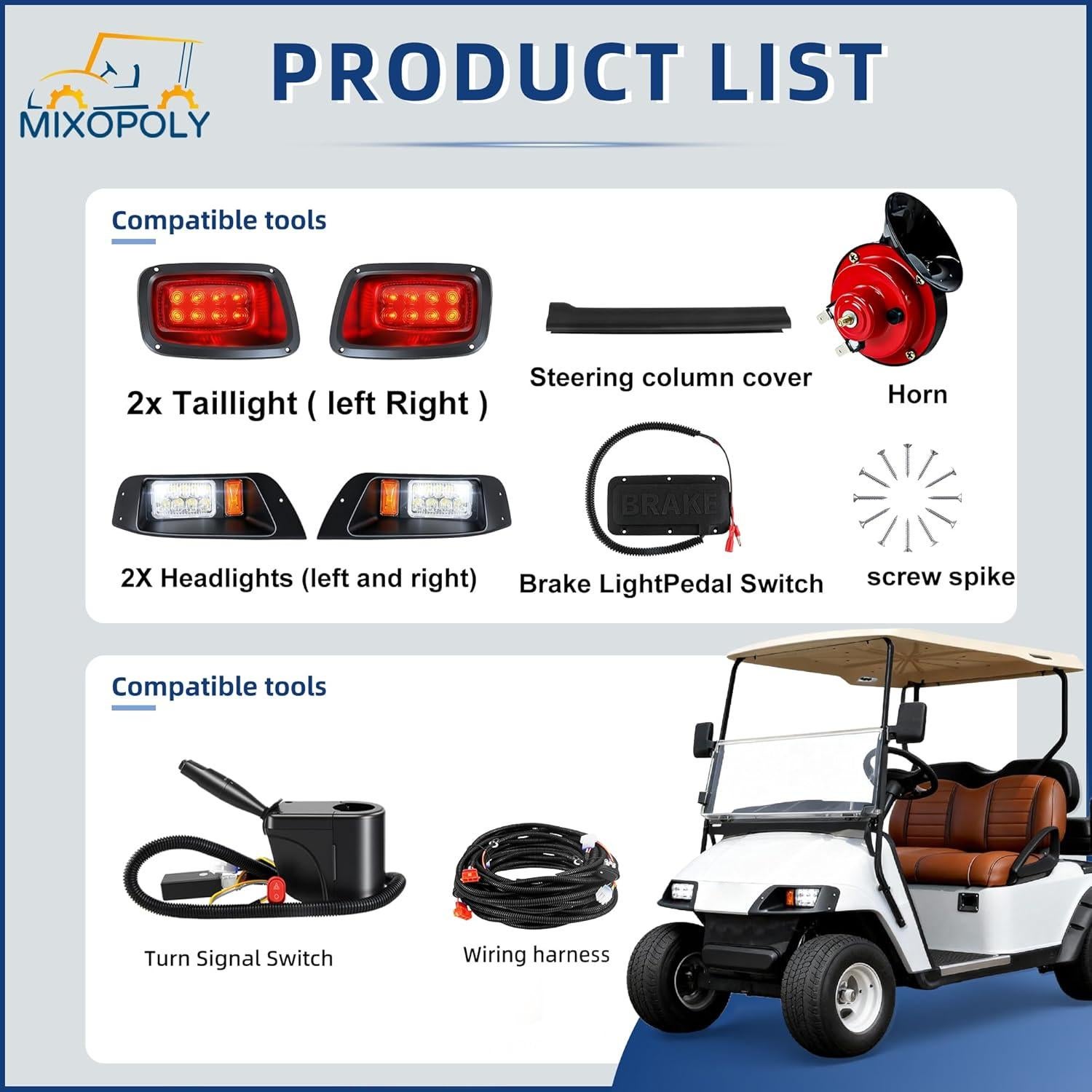 Kit de luces LED Mixopoly para carrito de golf EZGO TXT 1996-2013