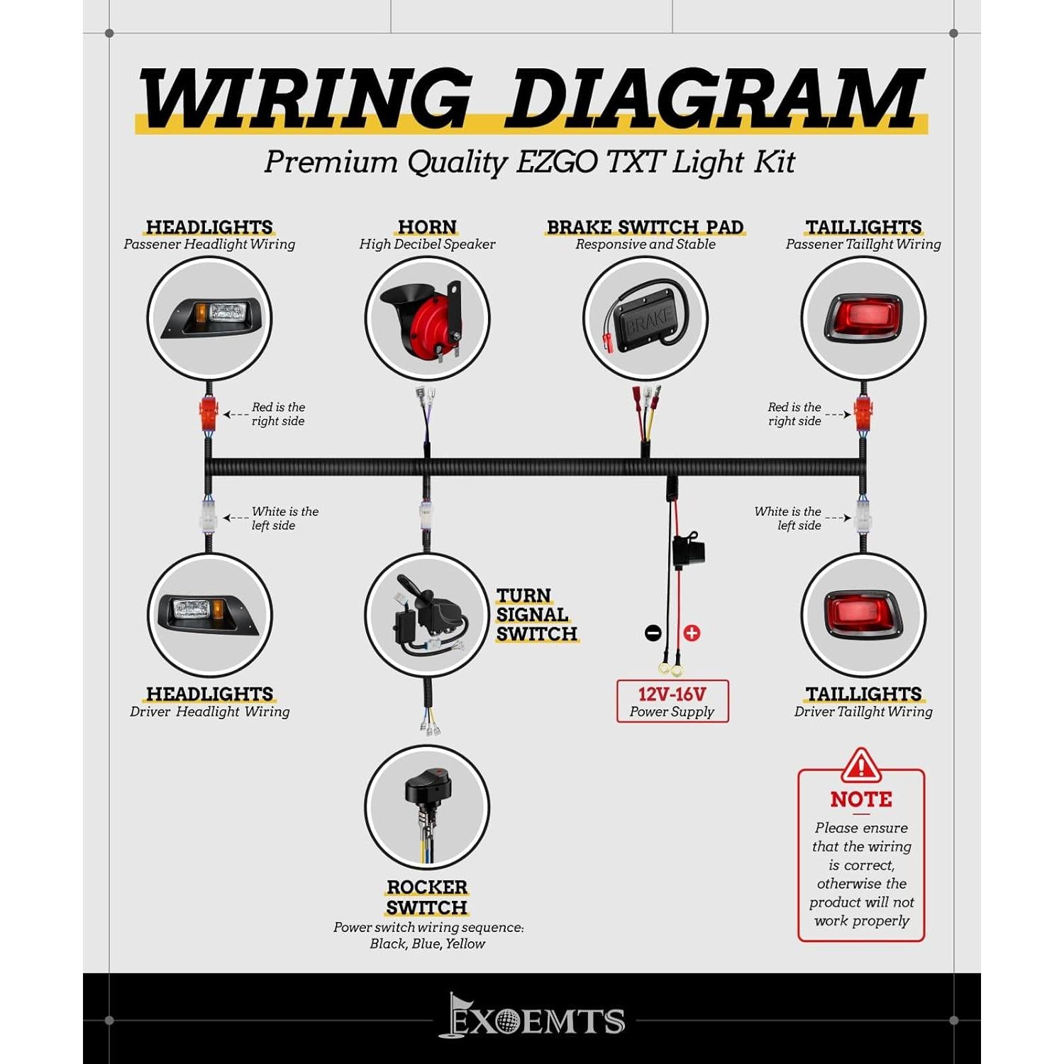 Kit de Luz Deluxe EXOEMTS para EZGO TXT 1996-2013 LED