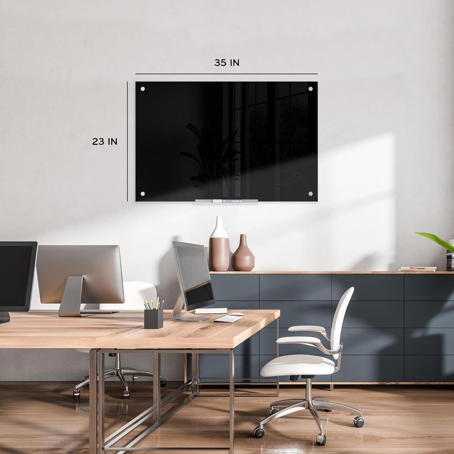 Tablero de Vidrio Borrado en Seco U Brands 61x91 cm Negro