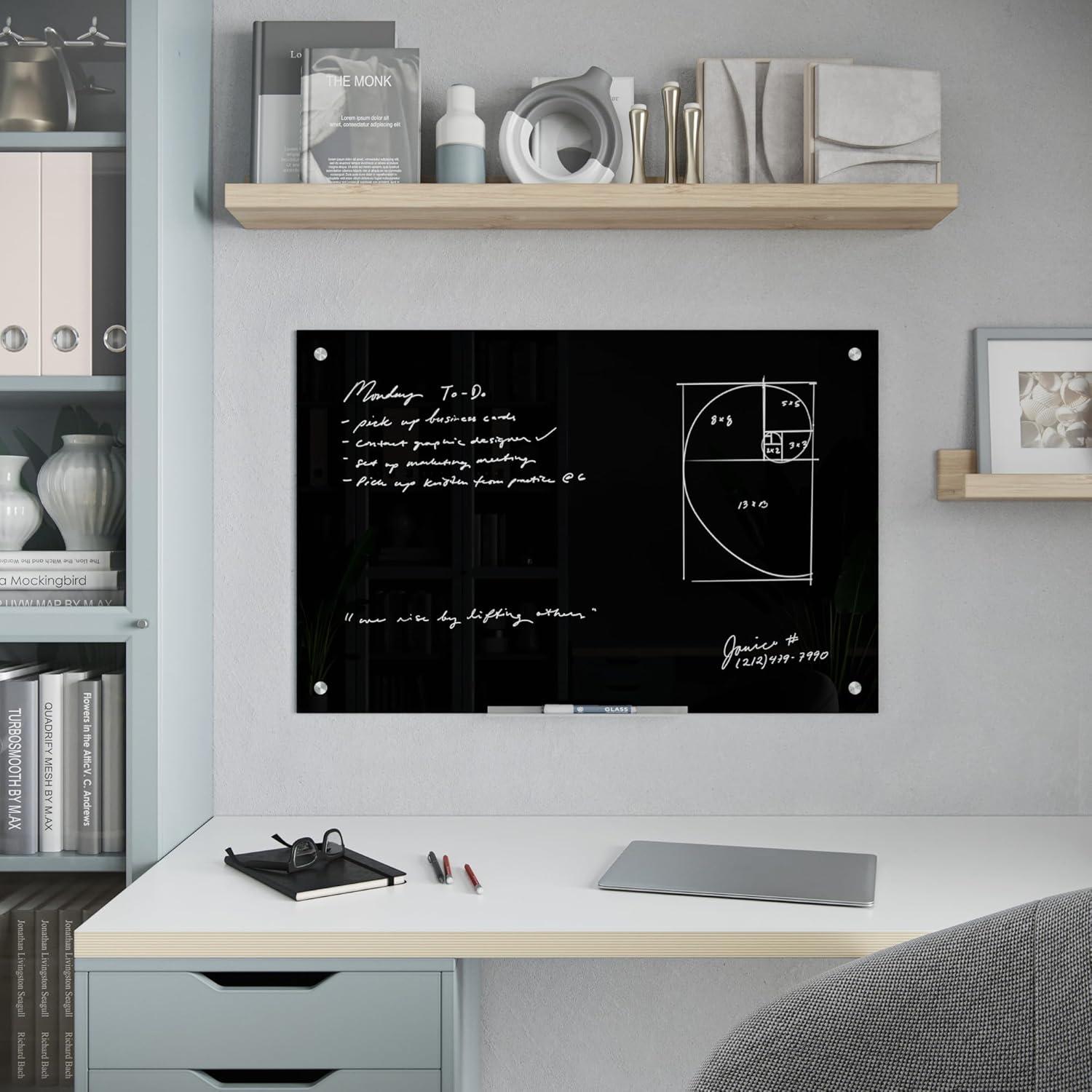 Tablero de Vidrio Borrado en Seco U Brands 61x91 cm Negro