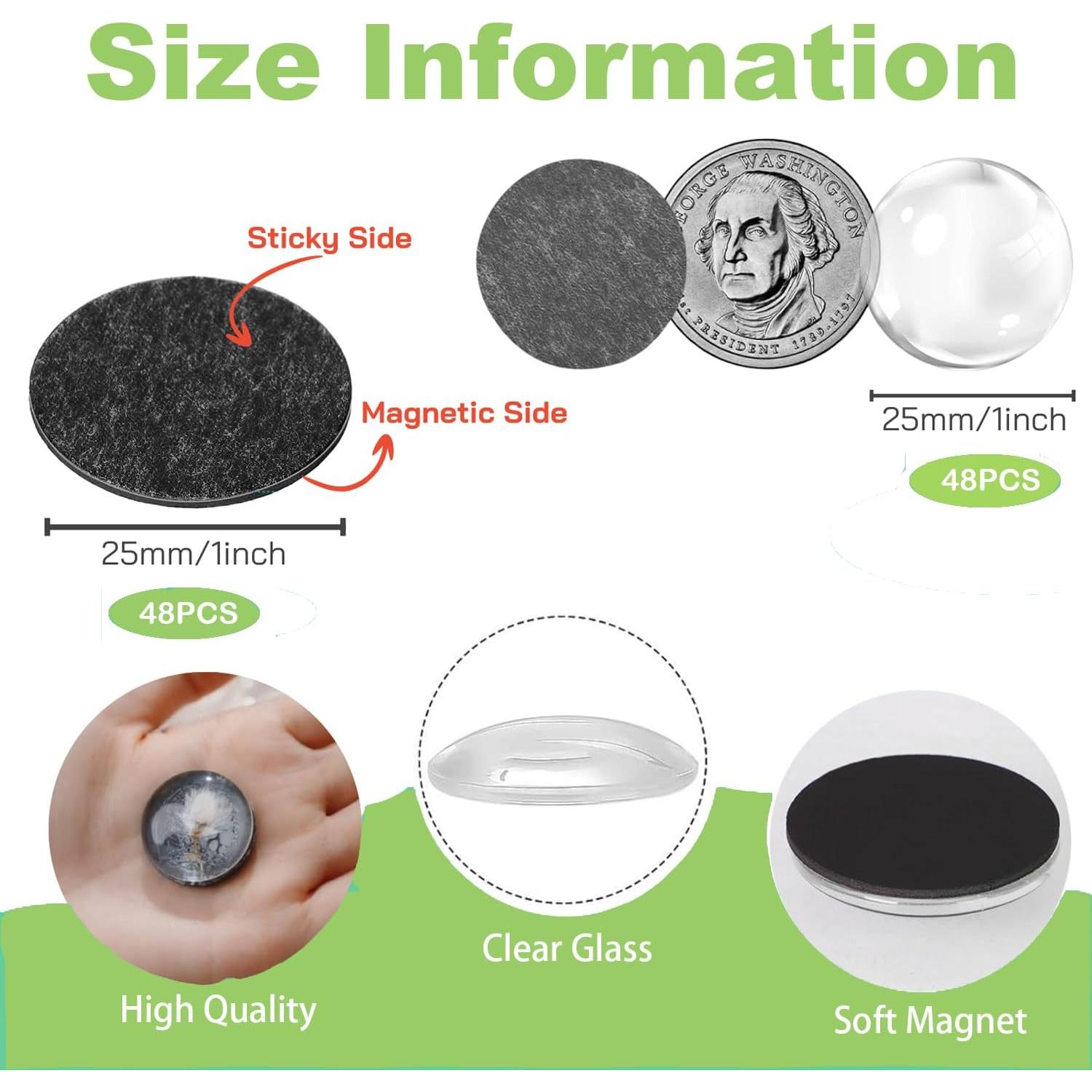 Imanes de Manualidades BEDARTIST 96pcs Vidrio 2.54cm Redondos