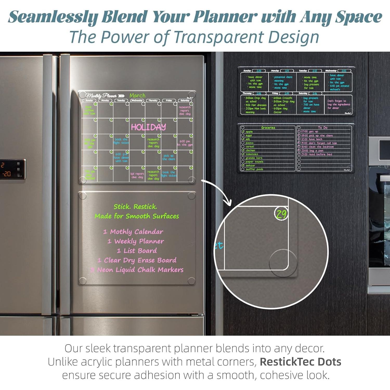 Juego de Calendarios Transparentes Clever Clean - 5 Pizarras Borrables
