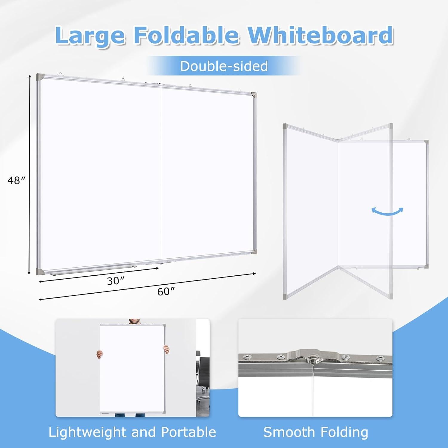 Pizarra Blanca Grande DOLLAR BOSS 152x122 cm Magnética Plegable