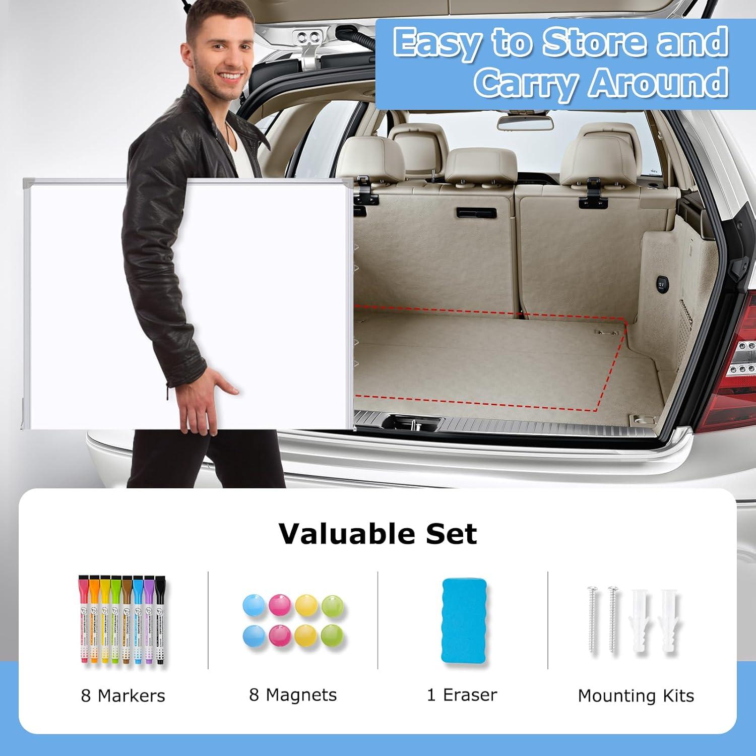 Pizarra Blanca Grande DOLLAR BOSS 152x122 cm Magnética Plegable