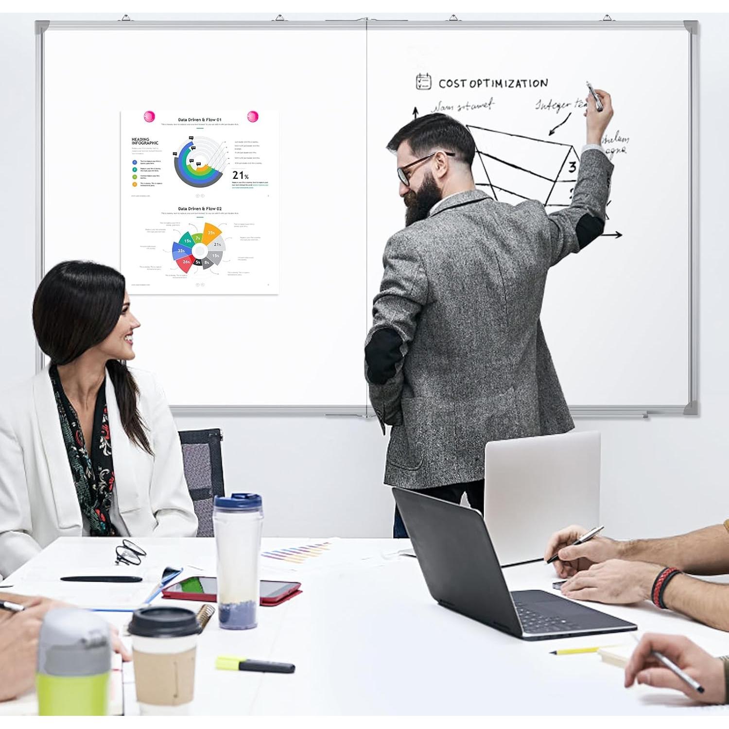 Pizarra Blanca Grande DOLLAR BOSS 152x122 cm Magnética Plegable