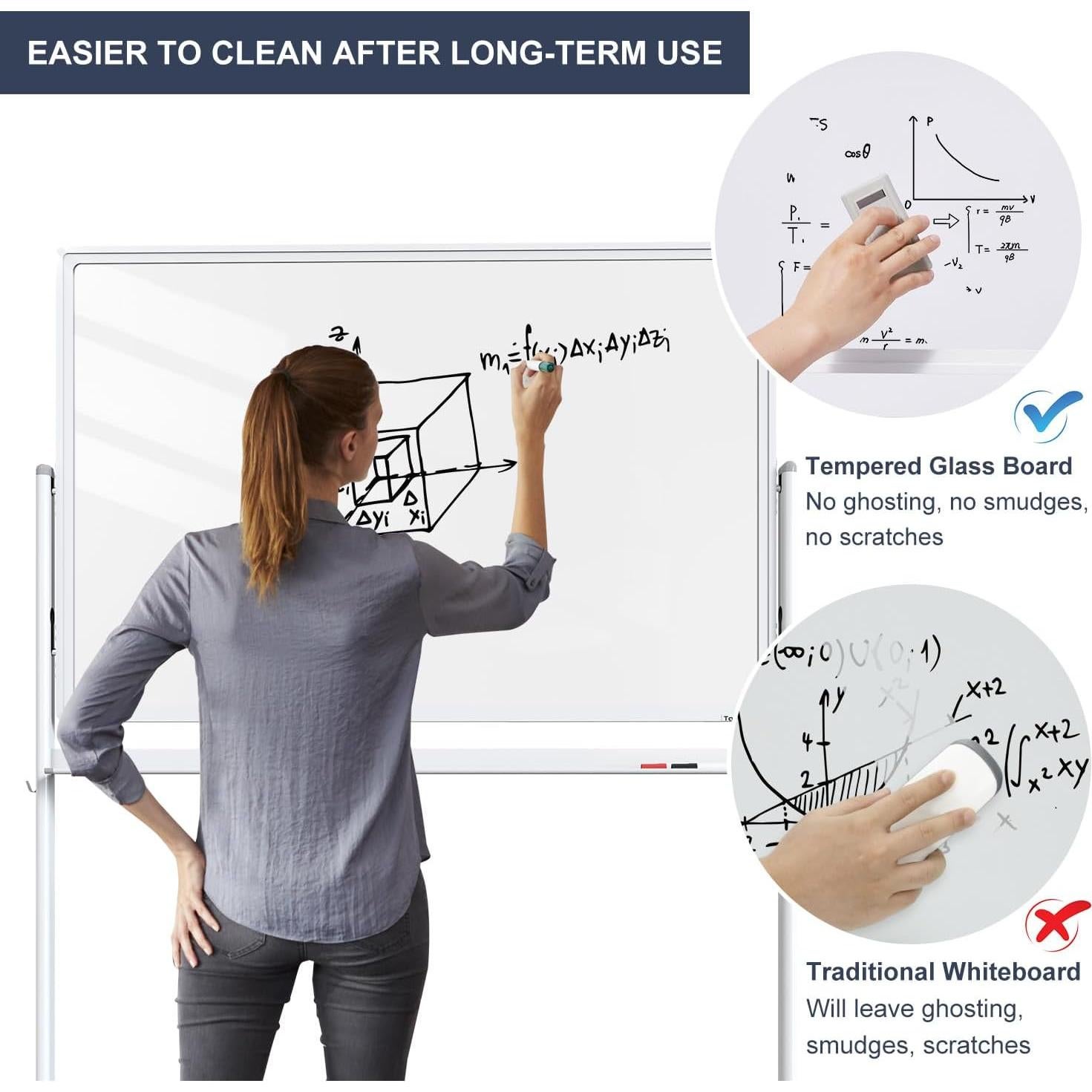 Pizarra Blanca Móvil Tankee de Vidrio Templado 122x81cm